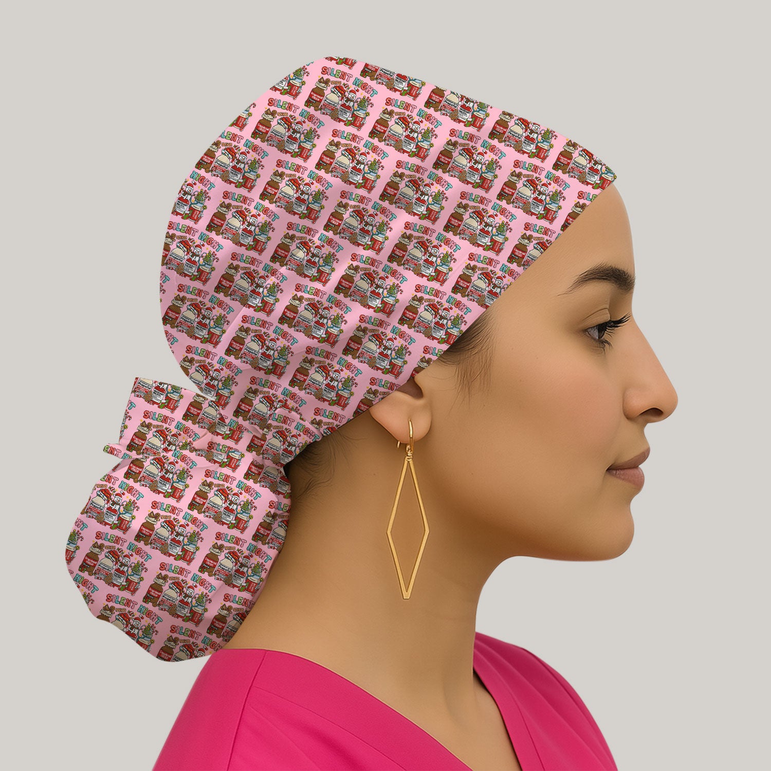 Silent Night Nurse Scrub Cap, Funny Christmas Medical Scrub Hat, Holiday Nursing Uniform