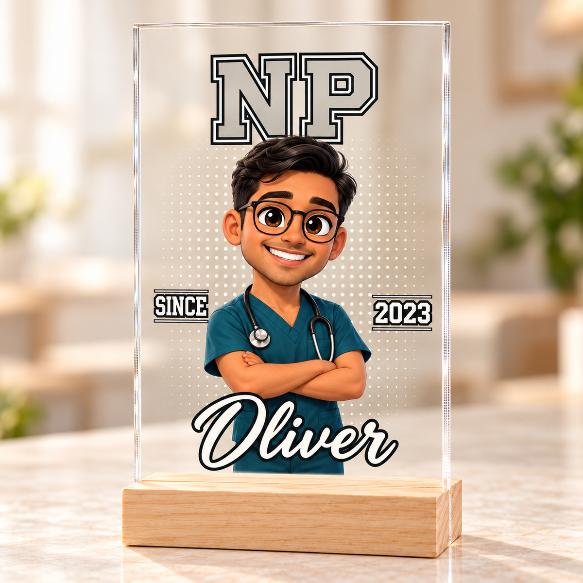 Personalized Chibi Nurse Acrylic Plaque, Custom Photo, Name, Year & Job Title Gift