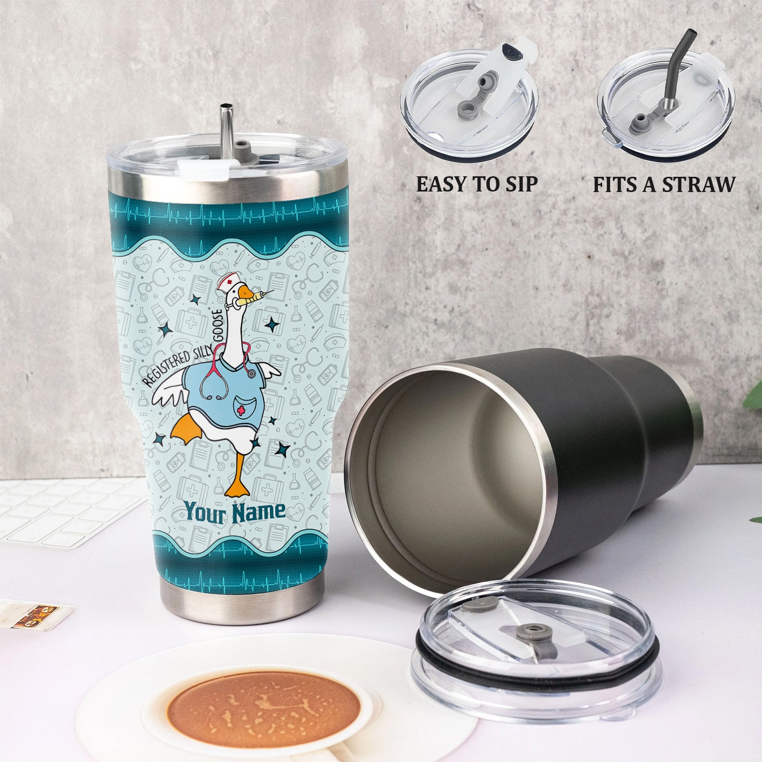 Personalized Silly Goose Nurse Tumbler - Registered Silly Goose Design - Fun Gift for Healthcare Workers, Nurses, and RN LPN