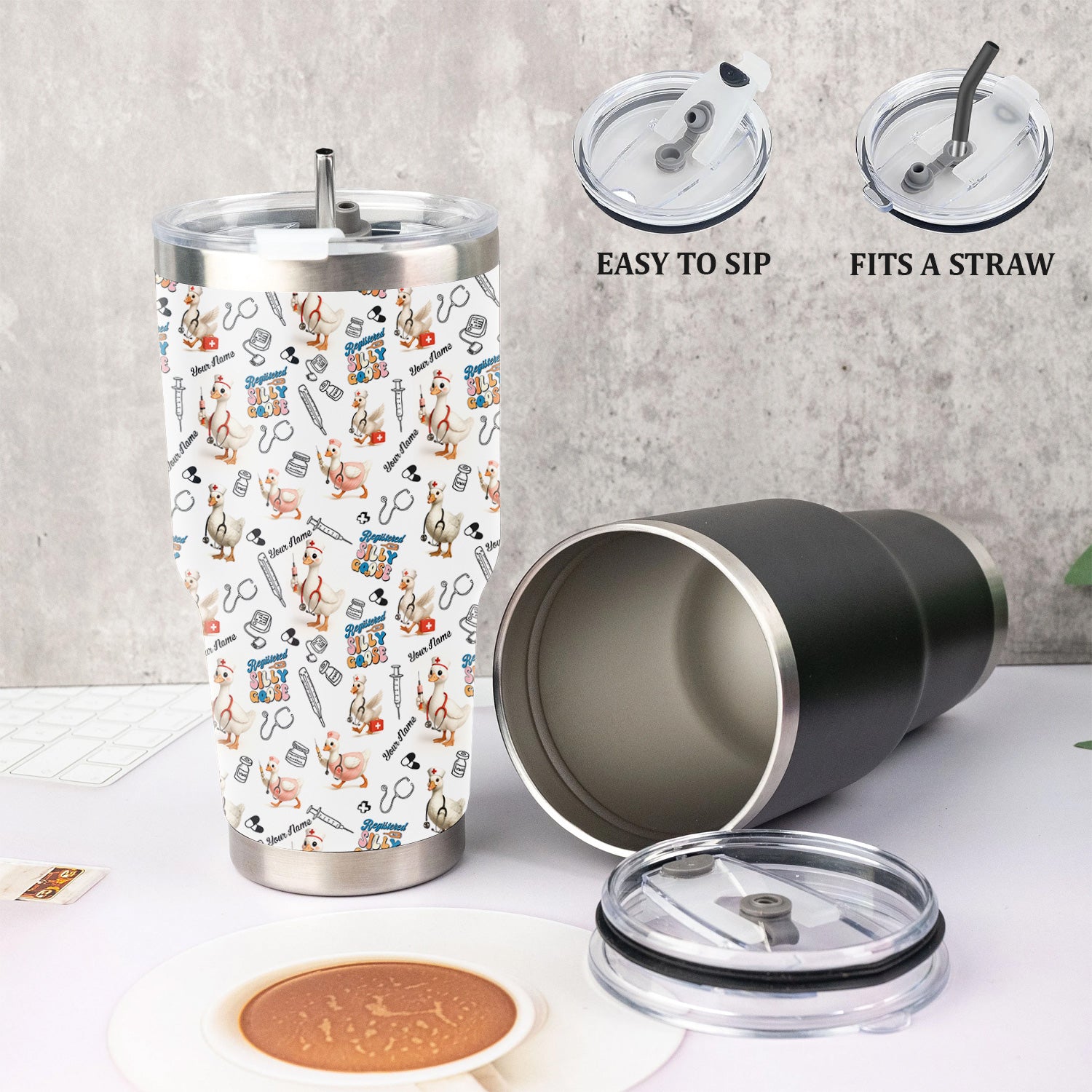 Custom Silly Goose Nurse Life Tumbler - Hilarious Gift for RN LPN CNA Women - Personalized Stainless Cup for Healthcare Workers