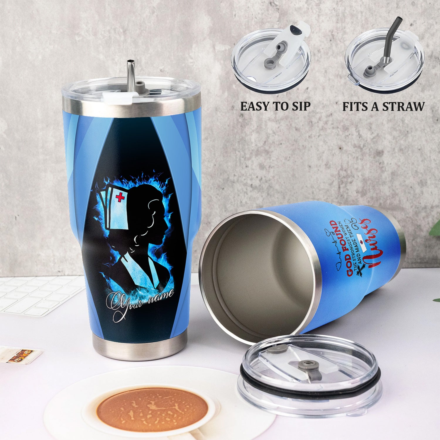 Custom Faith Nurse Tumbler - Strongest Women Made Nurses - Gift for Christian Nurses & Nursing Students