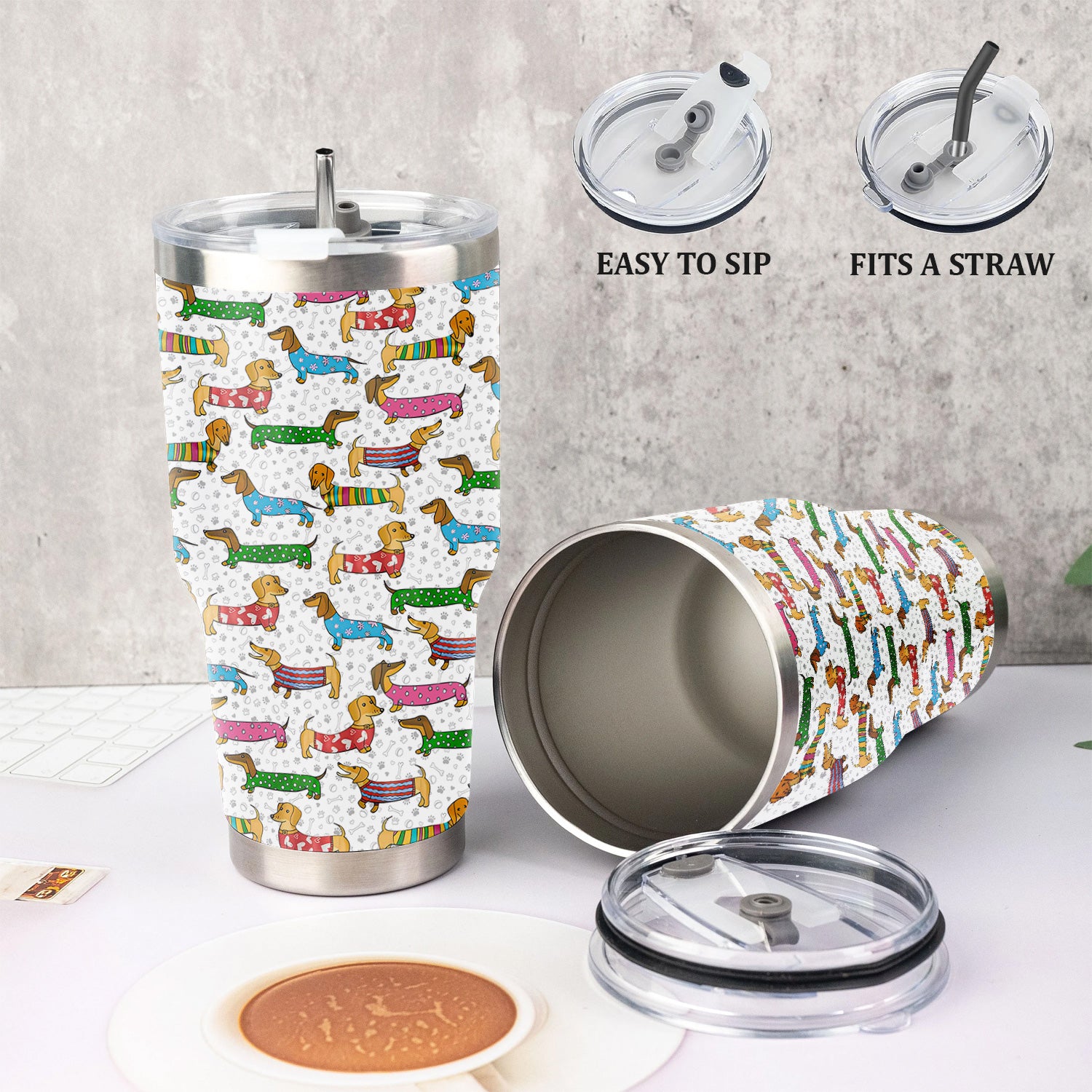 Doxie Puppies Nurse Tumbler - Cute Dachshund Gift for RN LPN CNA - Weiner Dog Stainless Cup for Healthcare Workers