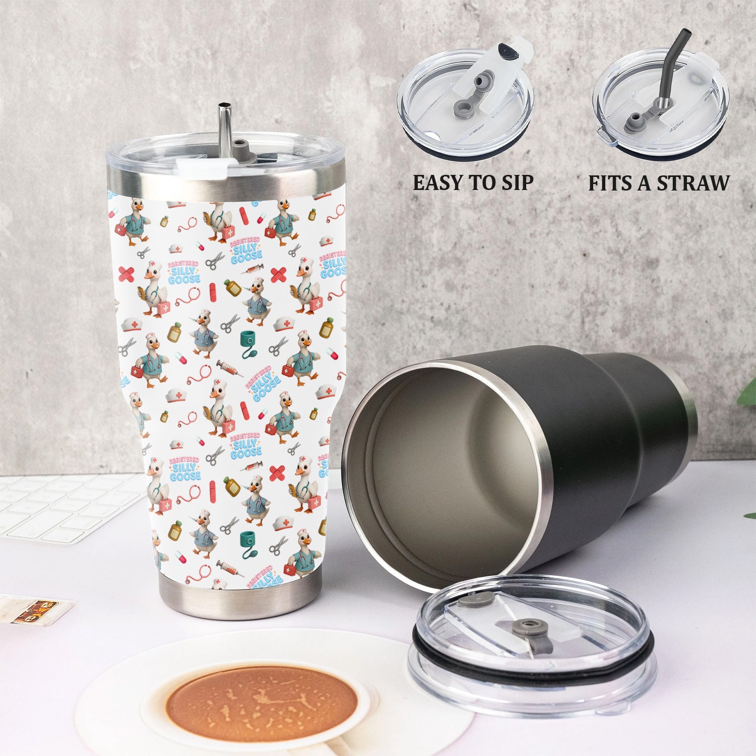 Funny Silly Goose Nurse Tumbler for Women - Cute RN CNA LPN Coffee Cup - Personalized Gift for Healthcare Workers