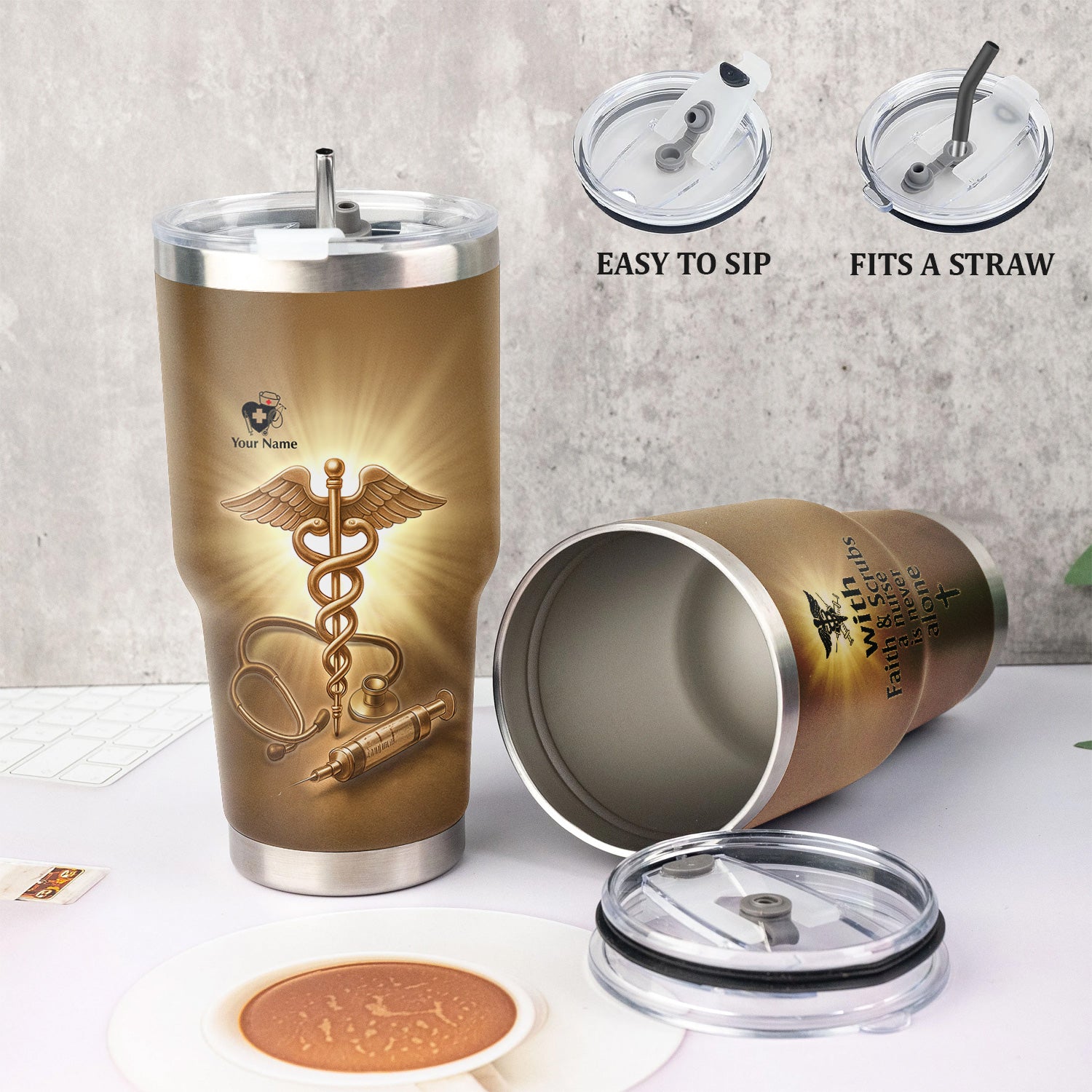 Personalized Faith Nurse Tumbler - Stainless Steel Medical Cup with Christian Quote - Thoughtful Gift for RN, LPN, CNA