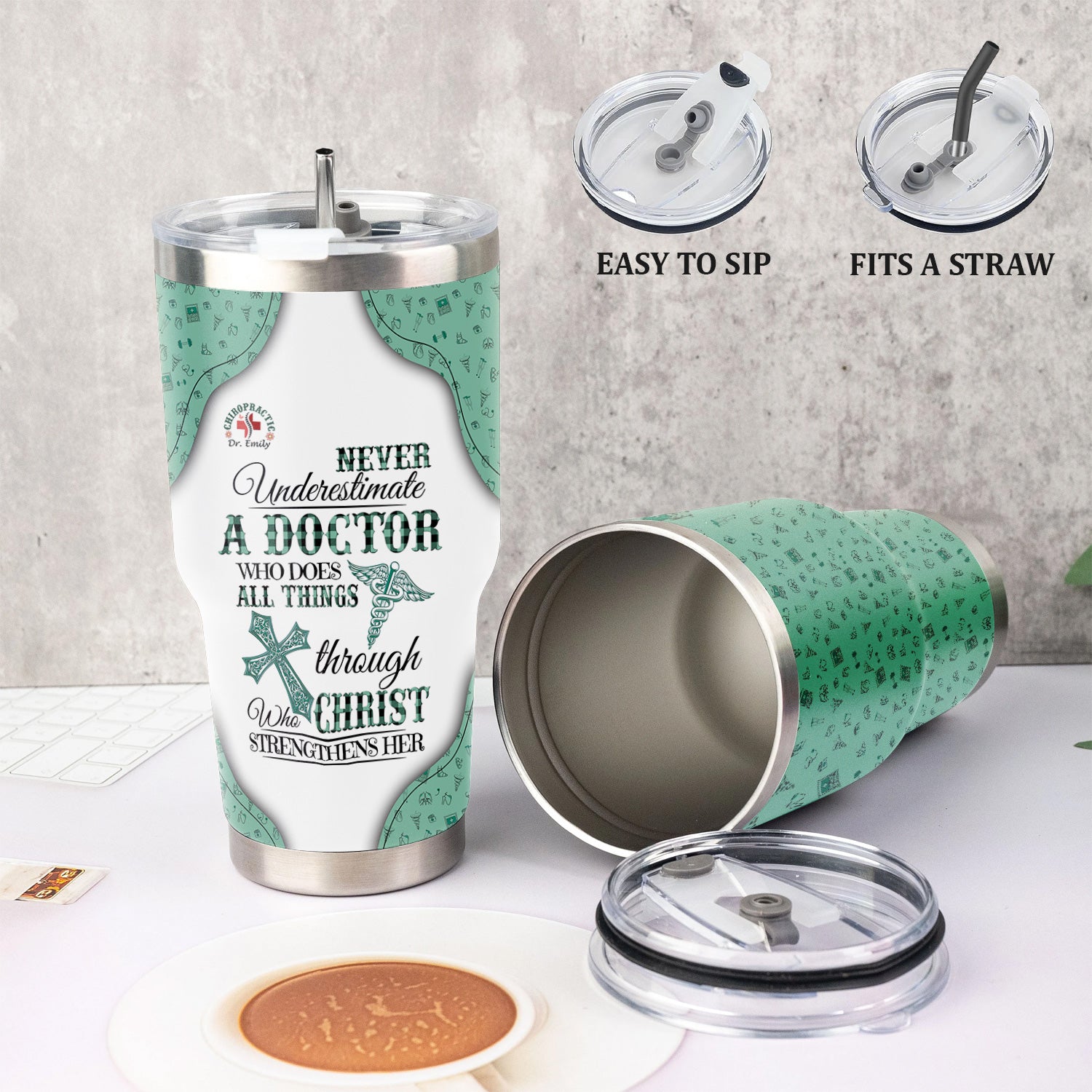 Custom Faith Nurse Tumbler - Stainless Steel Medical Cup with Christian Quote - Thoughtful Gift for Women RN, LPN, CNA