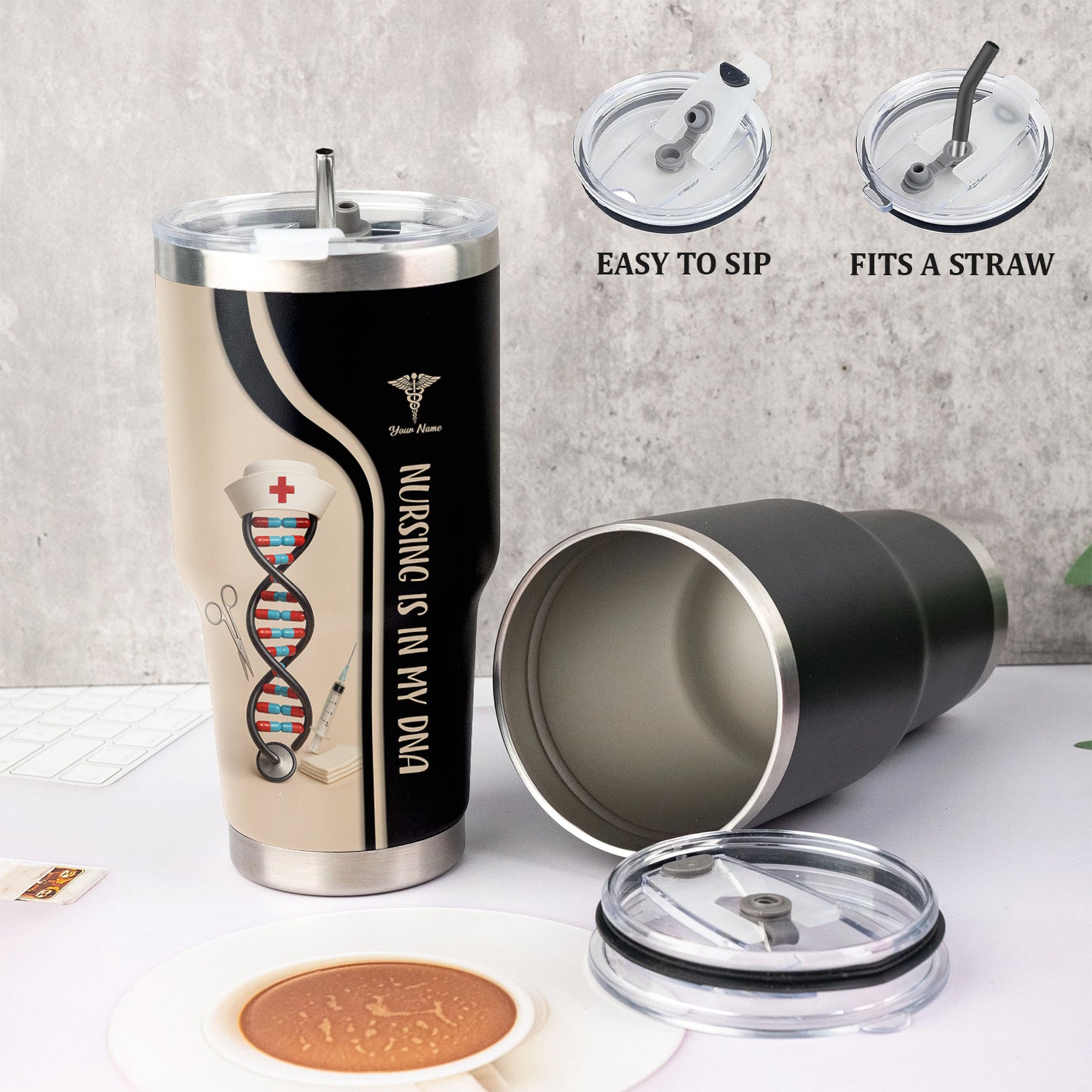 Nursing Is In My DNA Tumbler - Personalized Nurse Tumbler - Gifts For Nurses