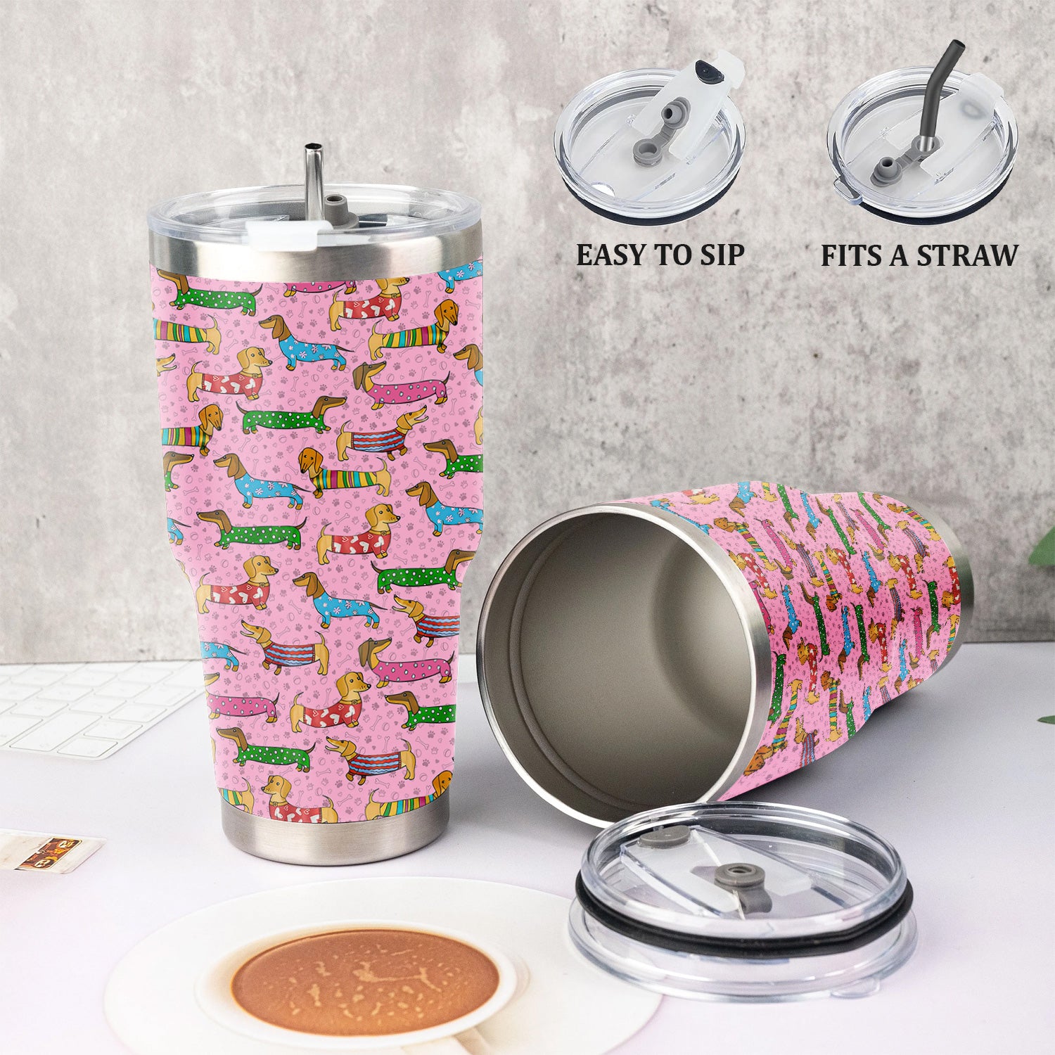 Doxie Puppies Nurse Tumbler - Cute Dachshund Gift for RN LPN CNA - Weiner Dog Stainless Cup for Healthcare Workers
