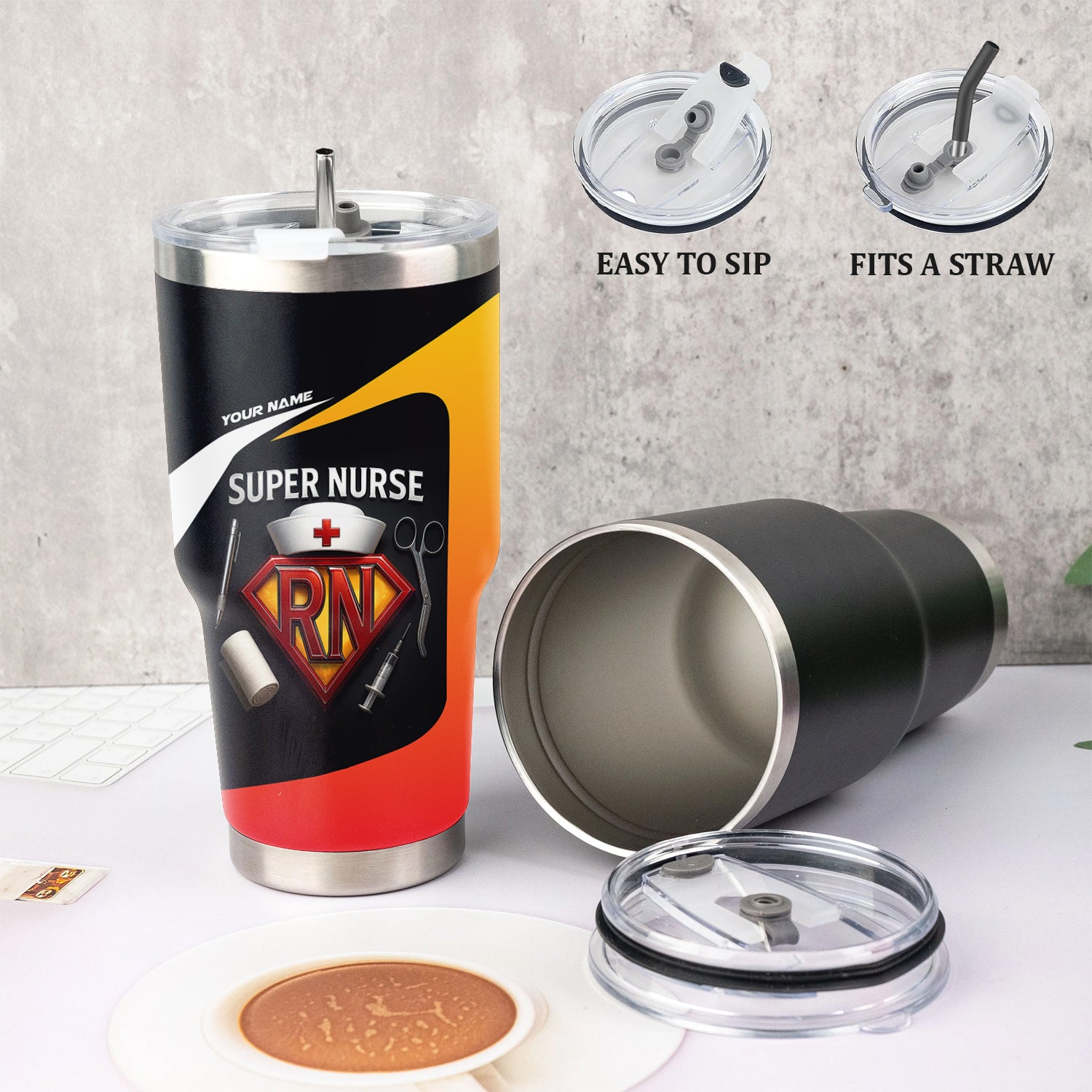 Personalized Super Nurse Tumbler - RN Medical Tools Cup - Gift for Healthcare Heroes