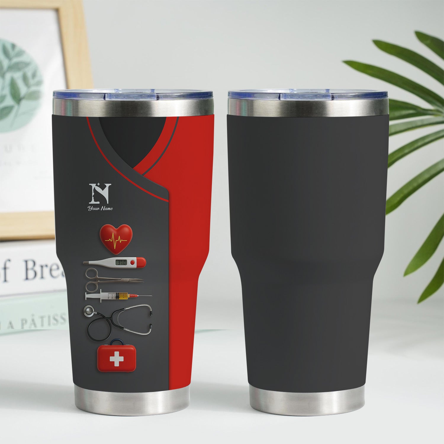 Personalized Nurse Tumbler With Name - 20oz Stainless Steel Medical Tools Cup - Gift for RN CNA EMT