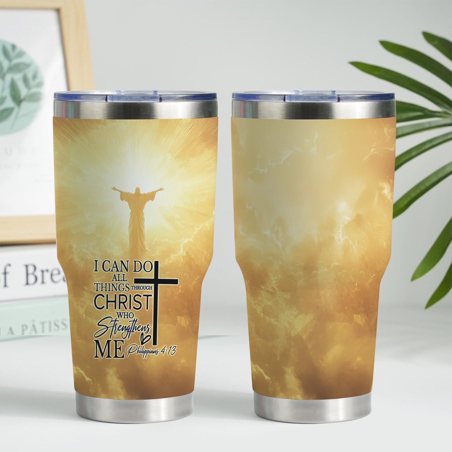 Personalized Nursing Faith Tumbler - Bible Verse All Things Through Christ - RN LPN CNA ER Gift