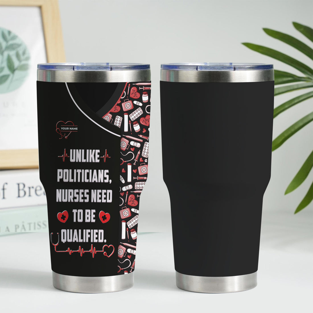 Personalized Nurse Pattern Tumbler For Women, Custom Name Need To Be Qualified Nurse Tumbler