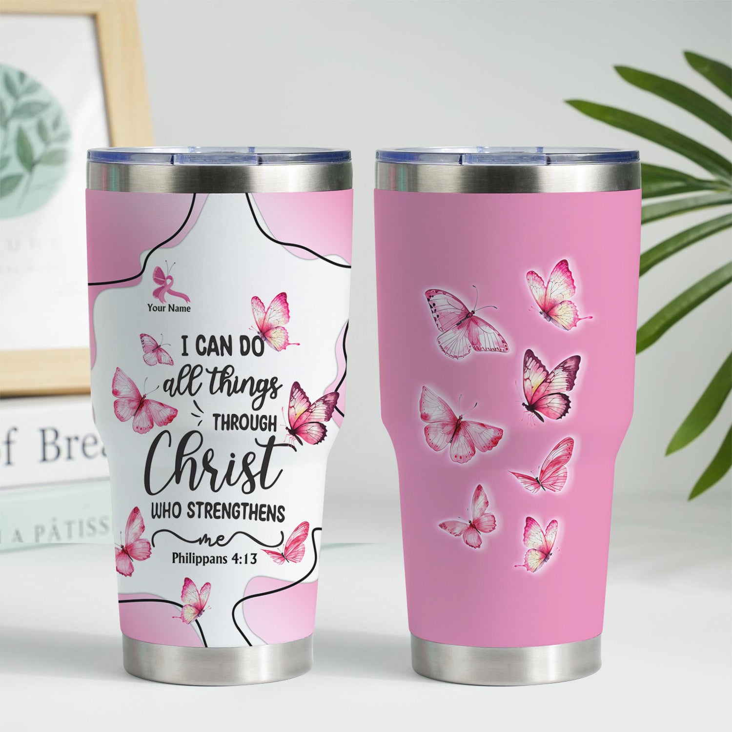 Personalized Christian Nurse Tumbler - Faith Jesus Strength Religious Bible Verse - Gift for RN LPN CNA Healthcare Workers