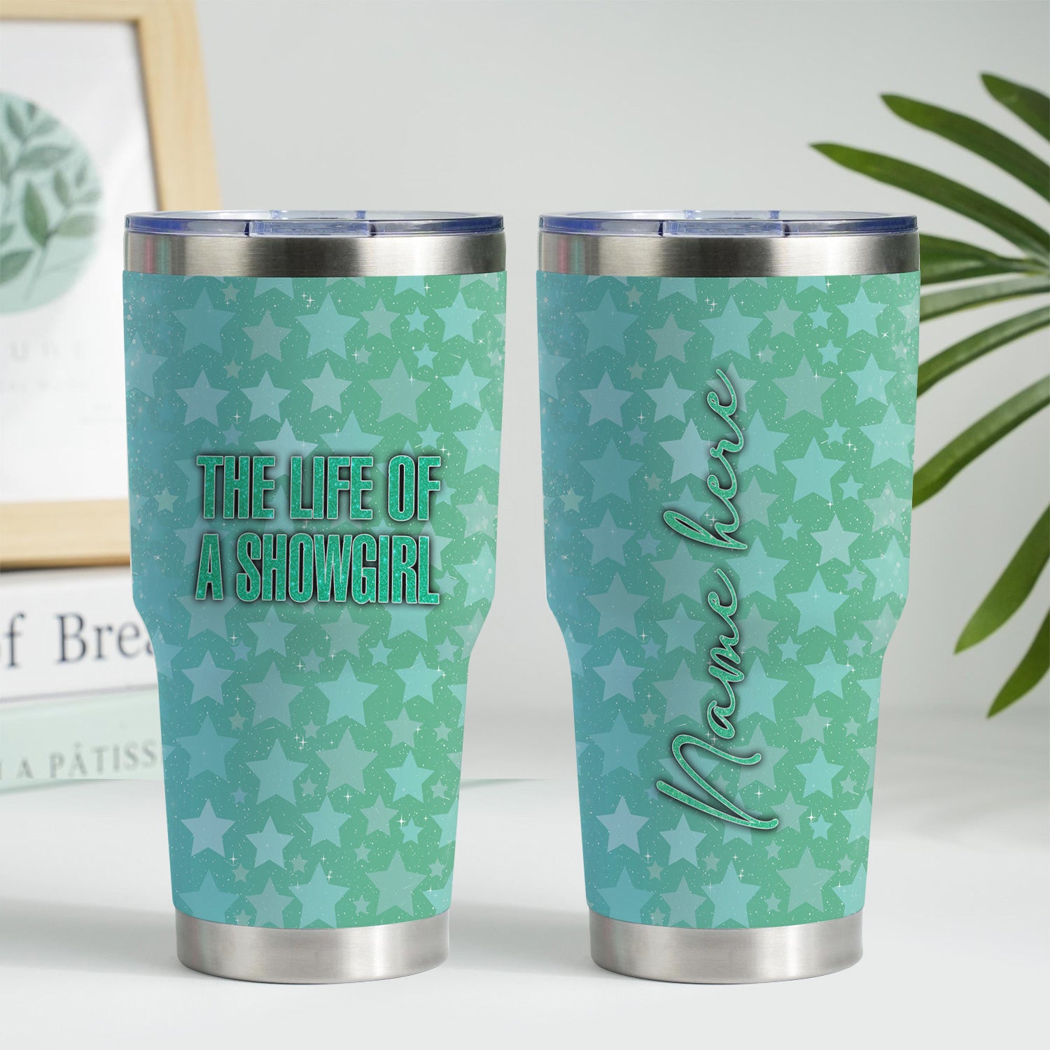 Personalized Women's Showgirl Tumbler - Funny Quote & Glitter Star Graphic Design - Gift for RN LPN CNA