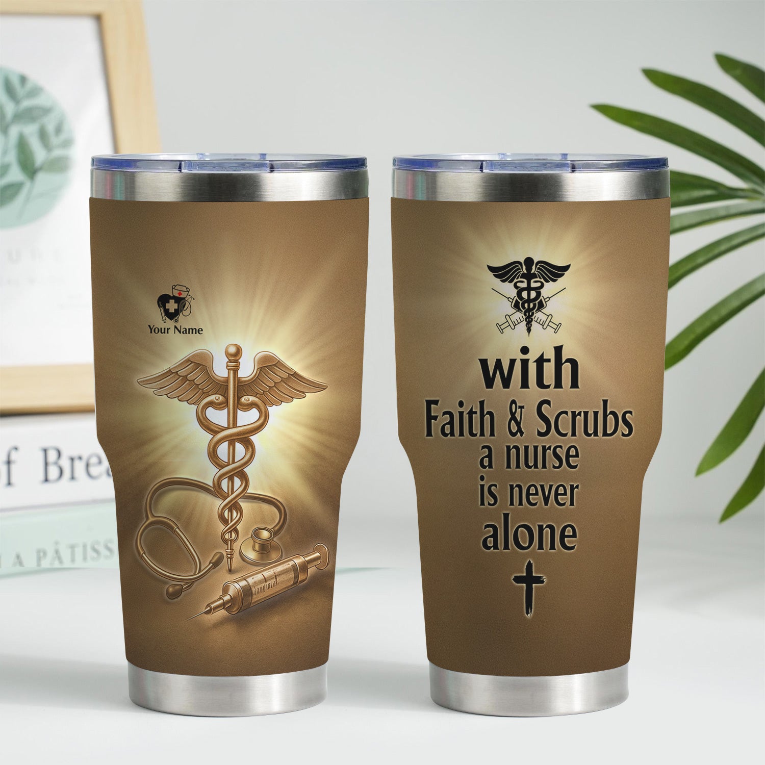 Personalized Faith Nurse Tumbler - Stainless Steel Medical Cup with Christian Quote - Thoughtful Gift for RN, LPN, CNA