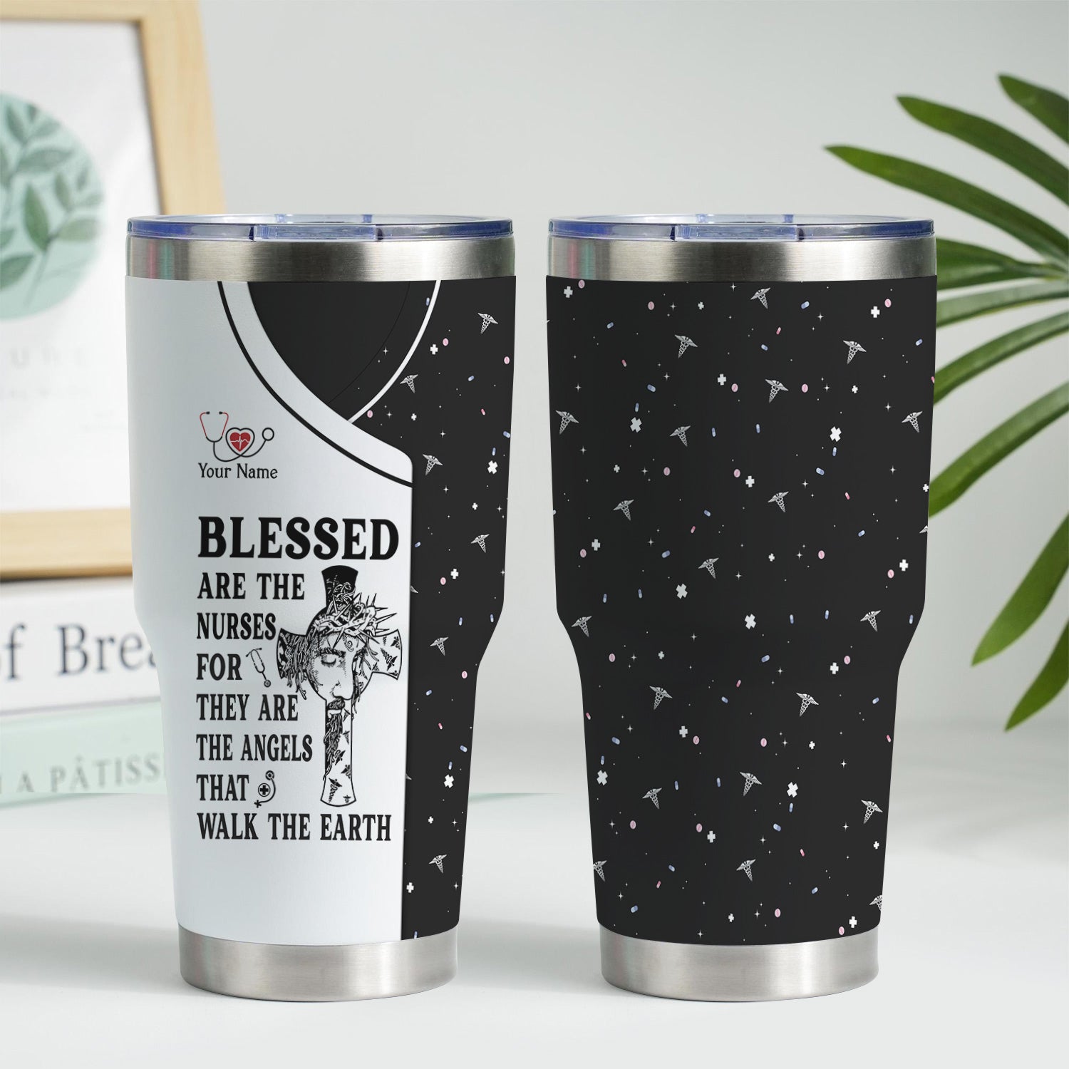 Custom Faith Nurse Tumbler - Blessed Are The Nurses Angel - Gift for Women RN LPN & Healthcare Workers