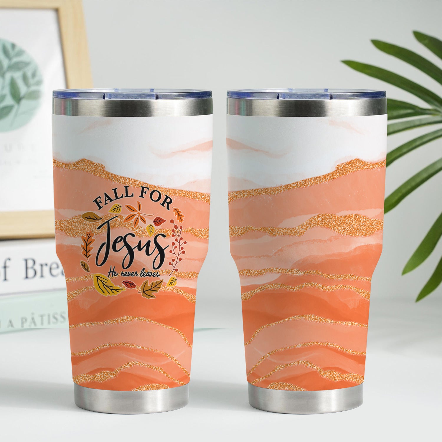 Faith Fall Tumbler for Nurses - Fall for Jesus He Never Leaves - Gift for Women RN LPN CNA
