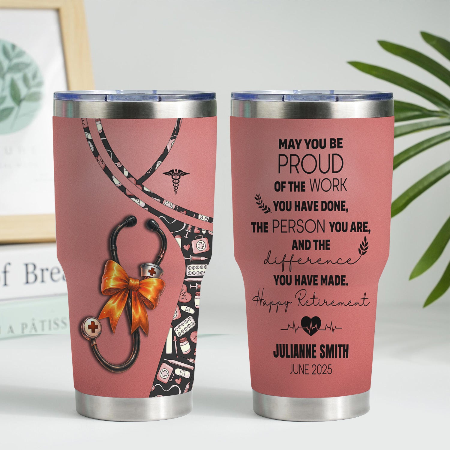 Personalized Retired Nurse Tumbler - Proud of the Work Quote - Gift for RN LPN CNA - Available in Multiple Colors