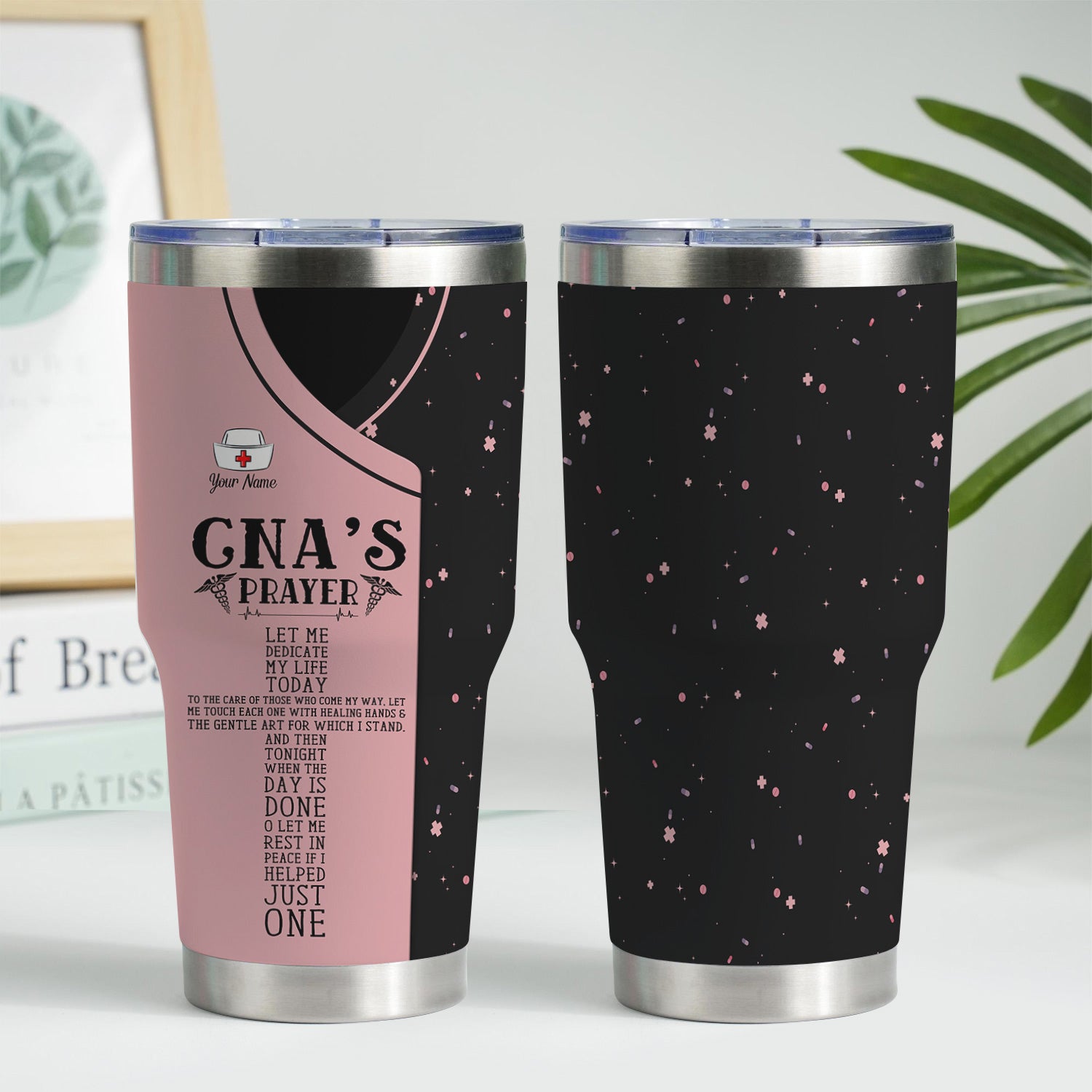 Personalized CNA Prayer Tumbler - Nurse Prayer & Caduceus Symbol Design - Gift for RN LPN Healthcare Workers