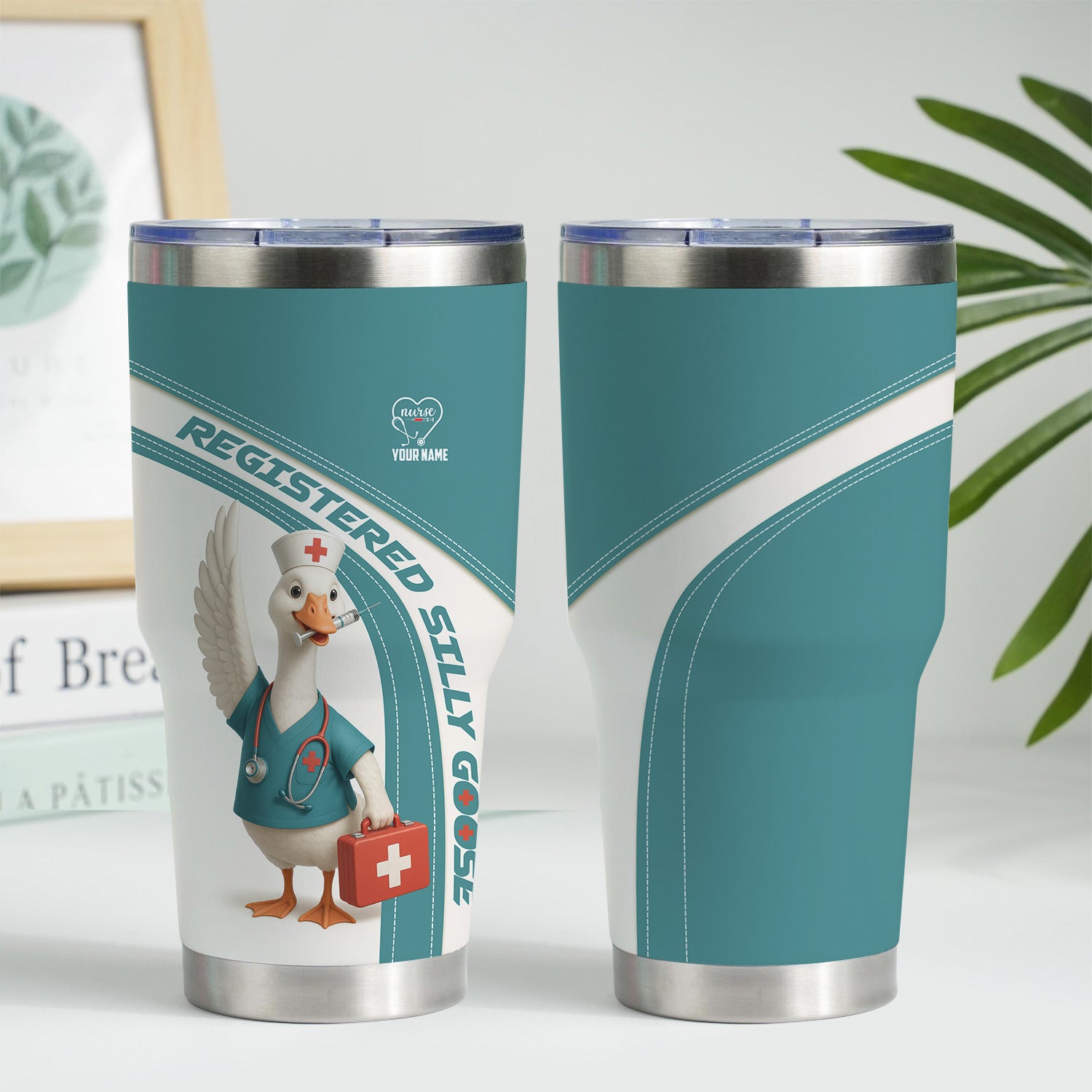 Personalized Registered Nurse Tumbler - Silly Goose Design for Nurse Gifts - Customizable Travel Mug for LPNs & Healthcare Workers