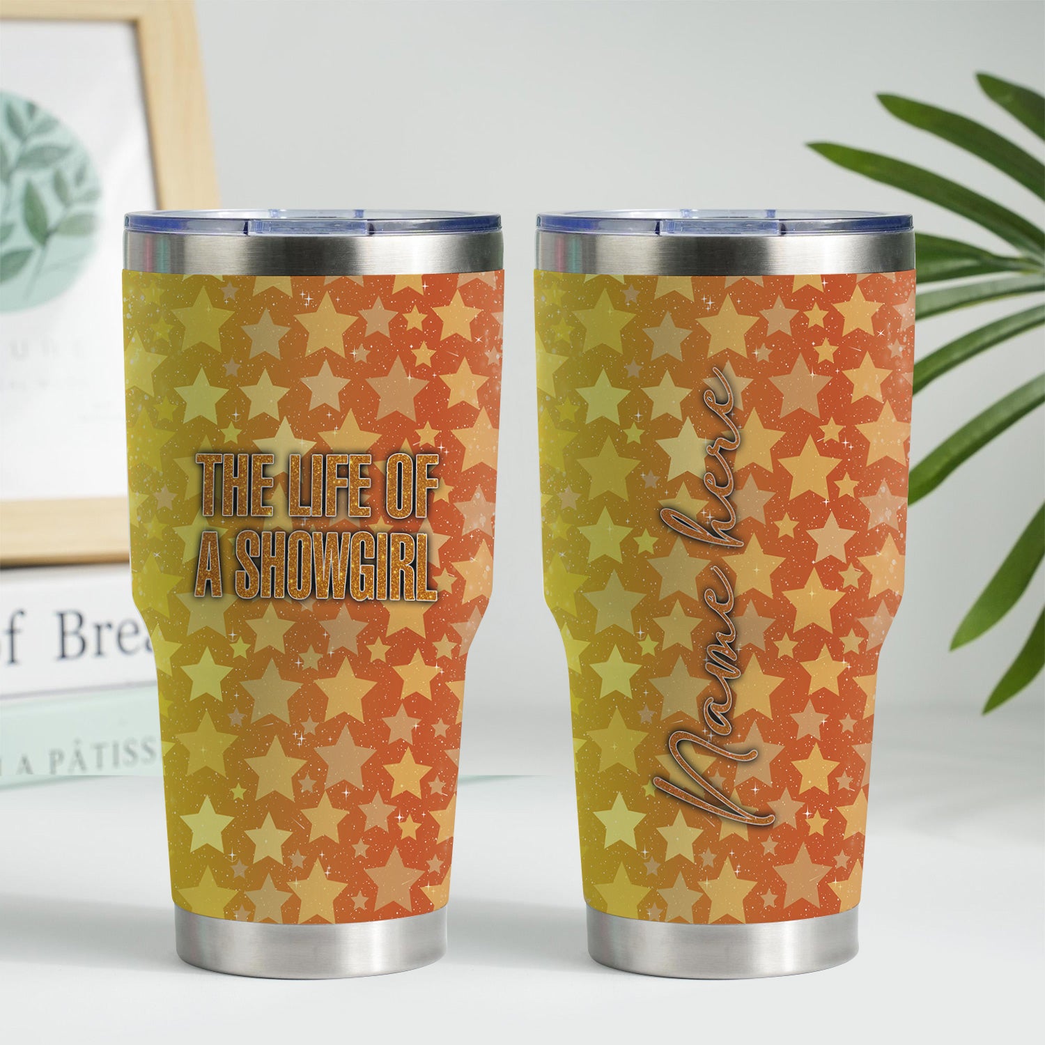 Personalized Women's Showgirl Tumbler - Funny Quote & Glitter Star Graphic Design - Gift for RN LPN CNA