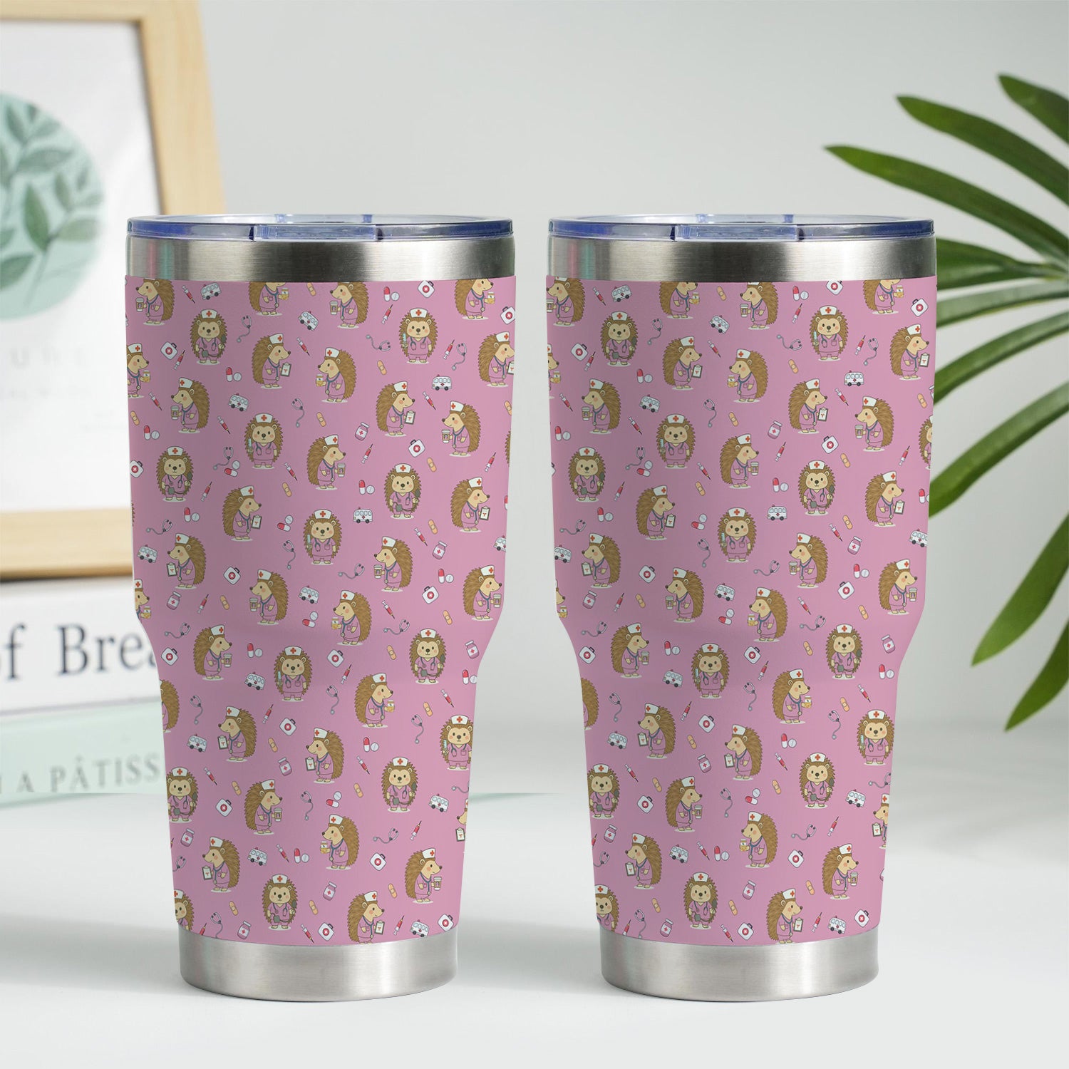 Adorable Hedgehog Nurse Tumbler - Hilarious Gift for RN LPN CNA Women - Personalized Stainless Cup for Healthcare Workers