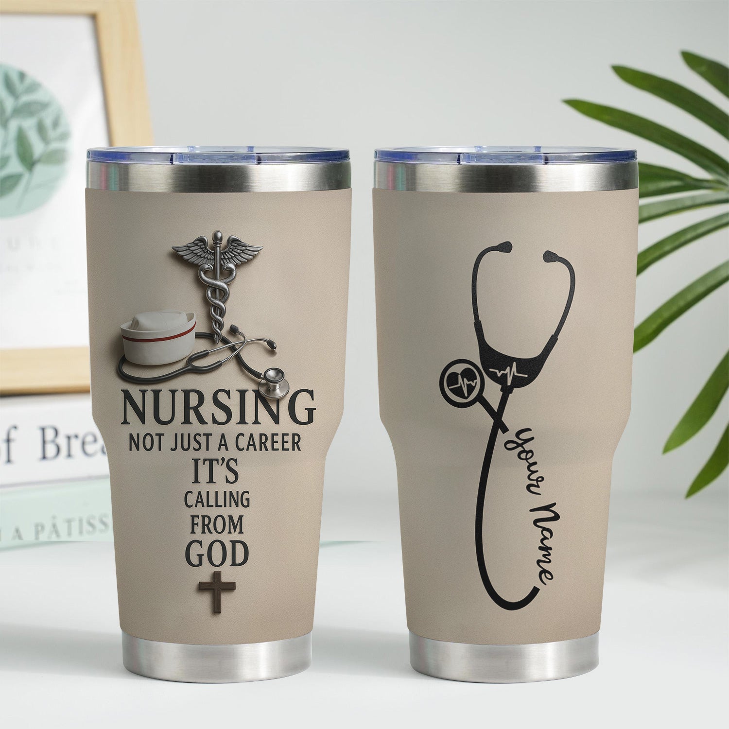 Christian Nurse Tumbler - Faith-Based Gift for RN CNA LPN - Nursing Is a Calling from God
