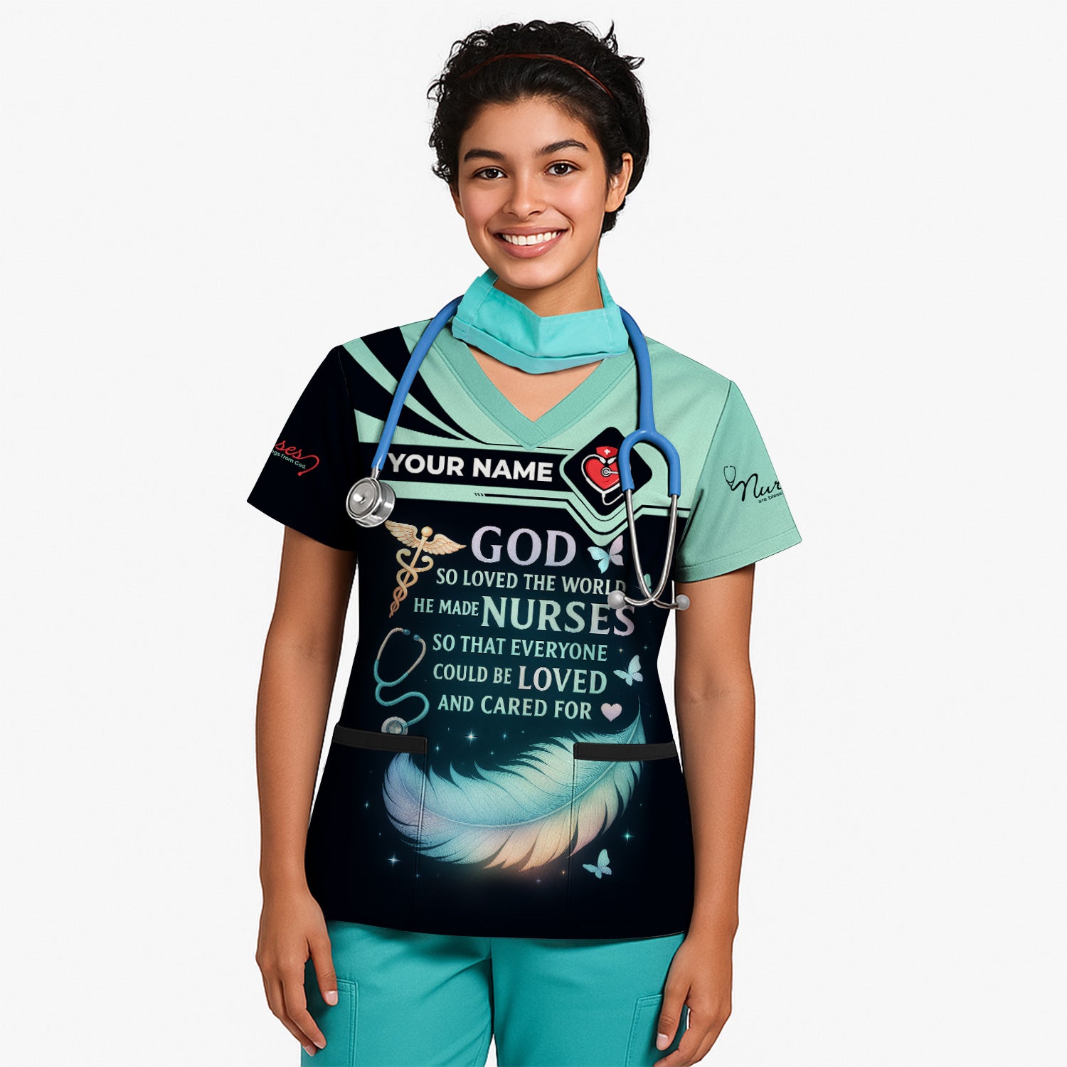 Personalized Nurse Shirt - God Loved The World He Made Nurses - Inspirational Nurse T-shirt for RN, CNA, LPN Healthcare Workers