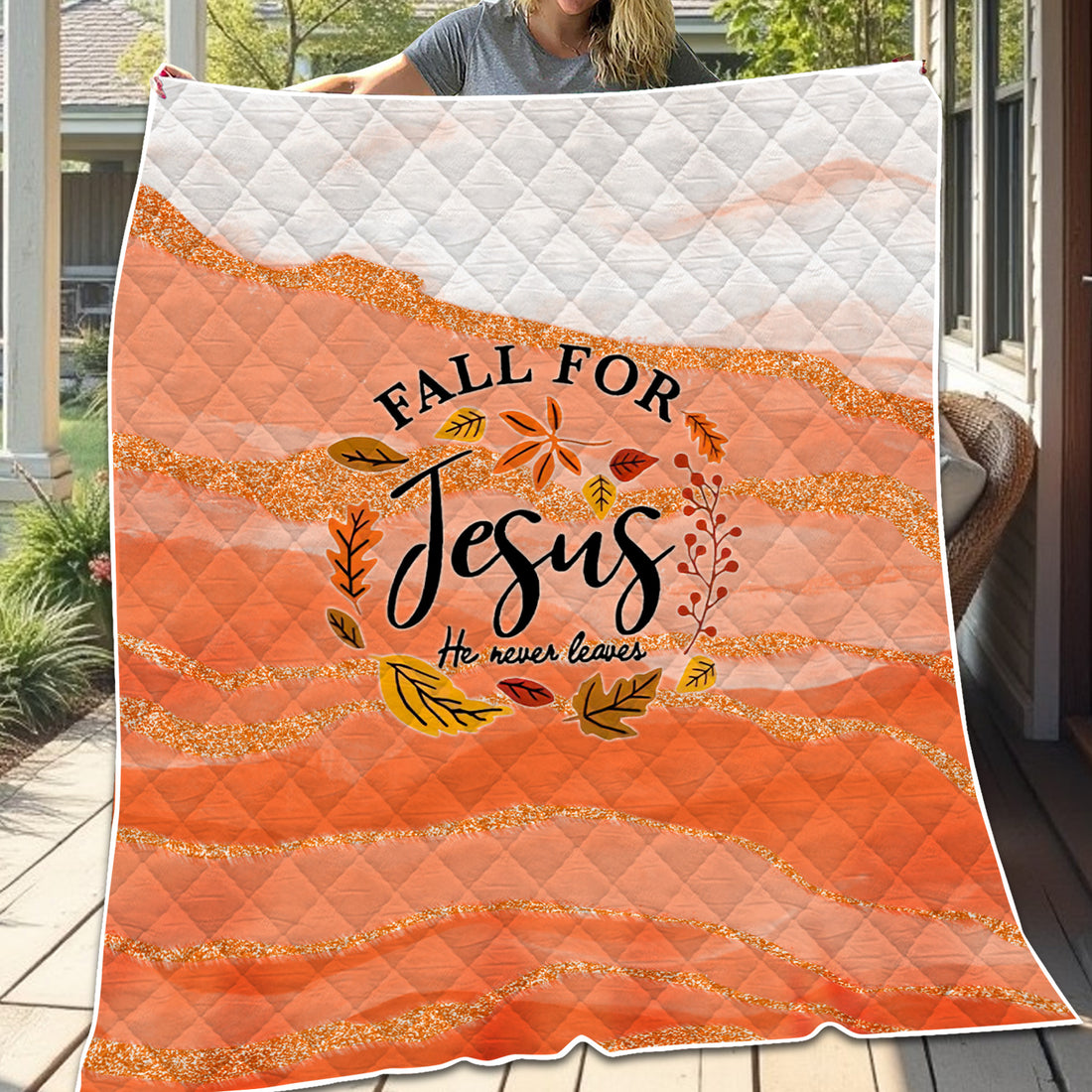 Christian Nurse Fall Blanket - Fall for Jesus He Never Leaves Throw - Gift for Women RN LPN CNA