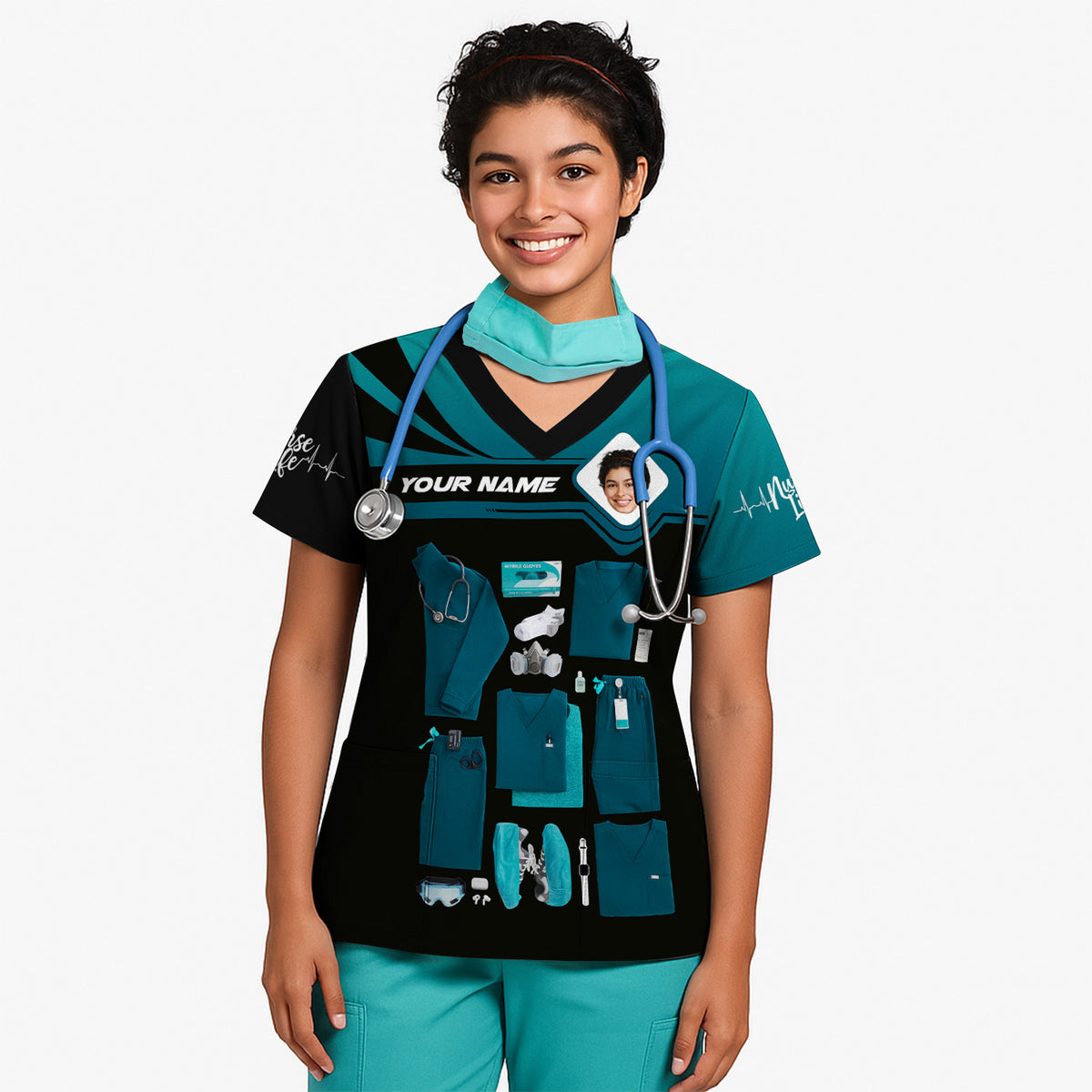 Personalized Oncology Nurse Scrub Shirt - Custom Photo & Name - In My Nurse Era Design - Gift for RN, LPN, Healthcare Worker