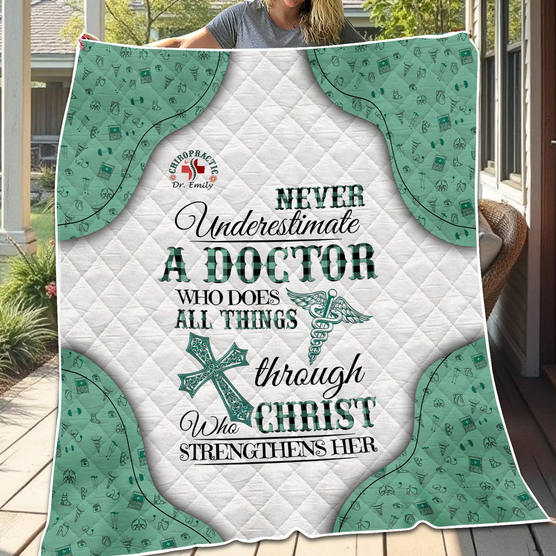 Personalized Christian Throw Blanket - Never Underestimate a Doctor - Gift for Women Doctors & Medical Professionals