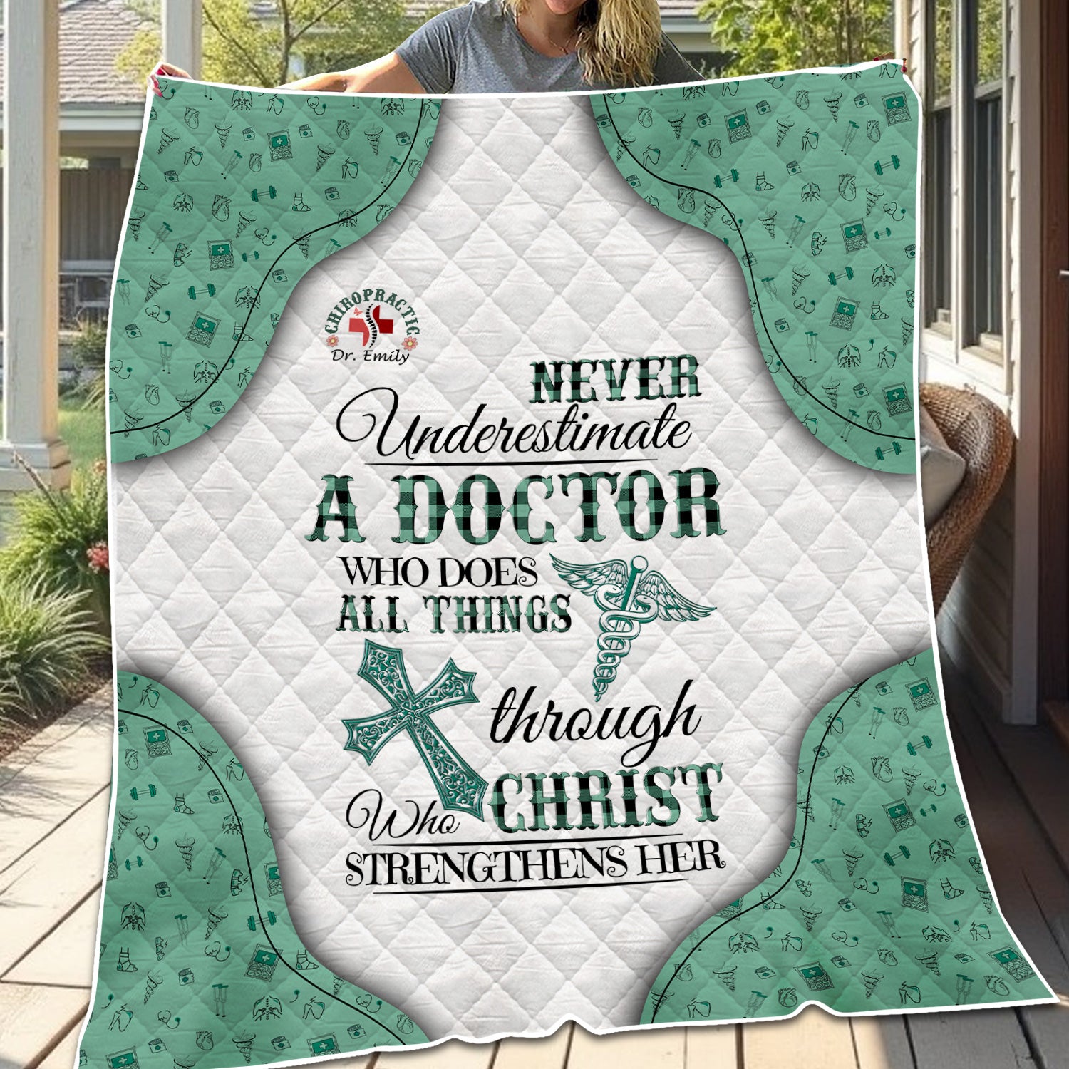 Personalized Christian Throw Blanket - Never Underestimate a Doctor - Gift for Women Doctors & Medical Professionals