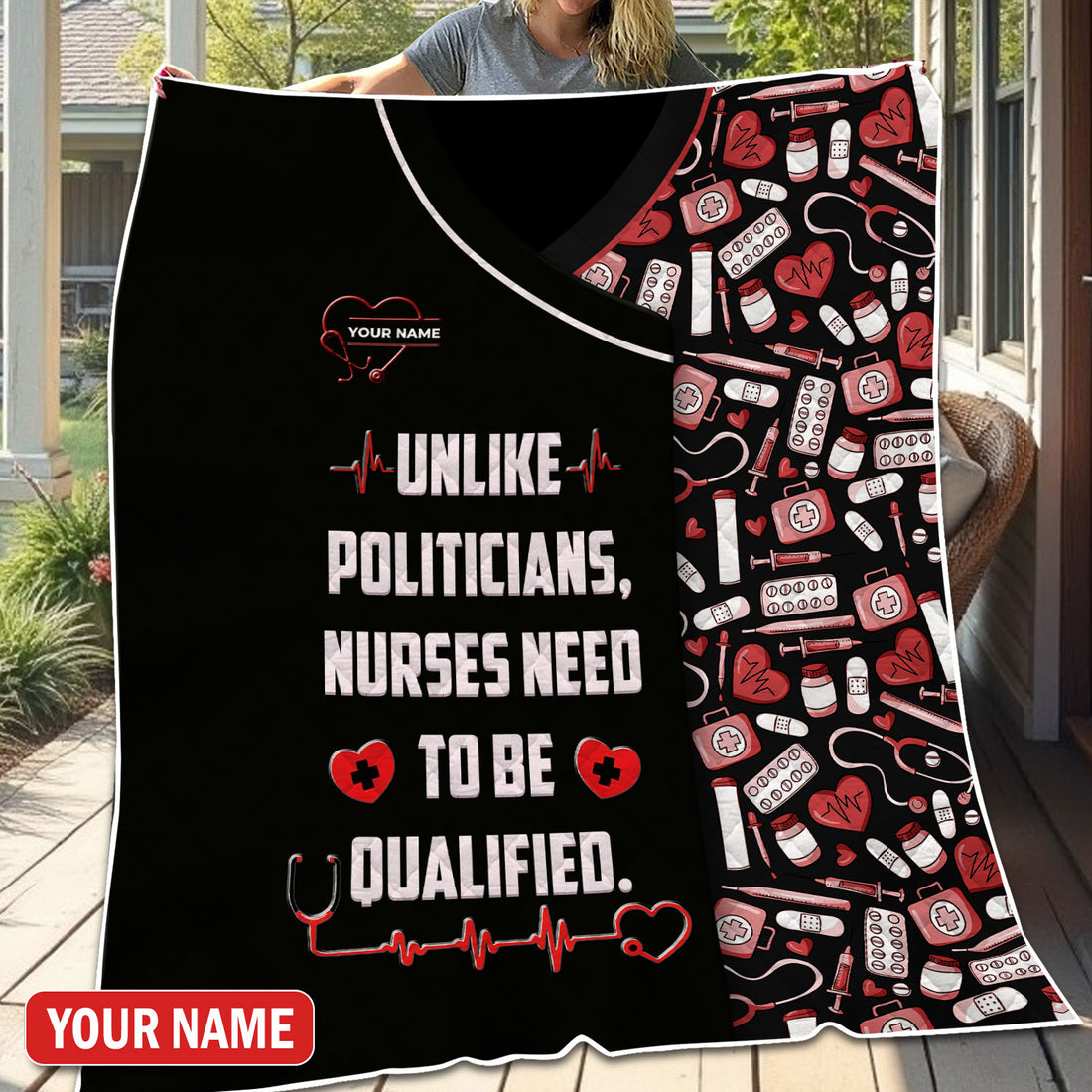 Personalized Funny Nurse Graphic Blanket, Custom Name Need To Be Qualified Nurse Blanket, Blankets For Nursing