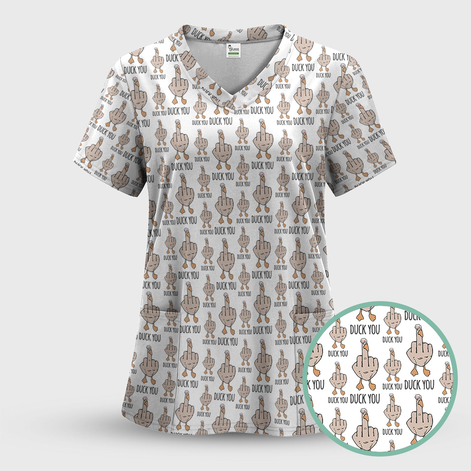 Funny Duck Shirt for Nurse - Sarcastic Duck You & Middle Finger Graphic Tee - Gift for Women RN LPN CNA