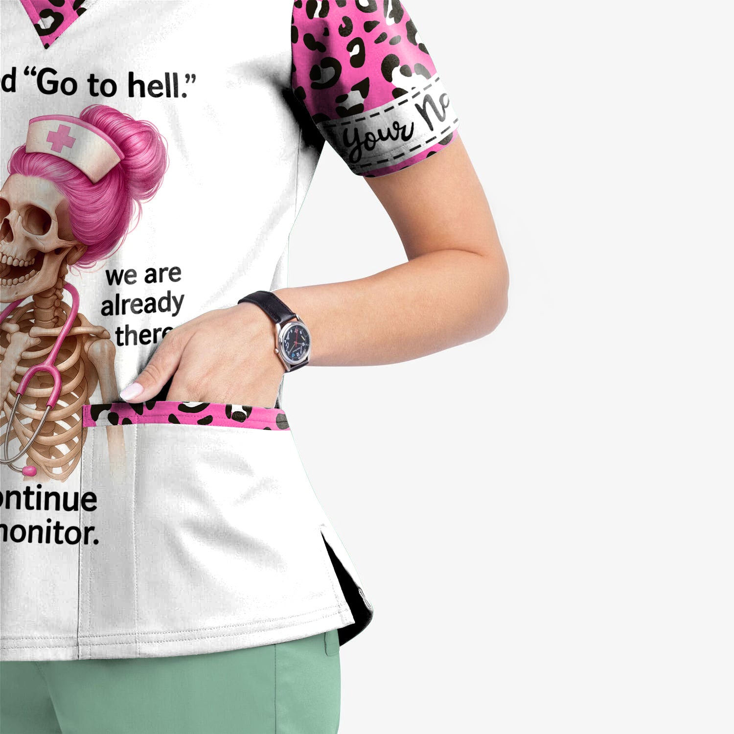 Personalized Funny Nurse Shirt - Pink Skeleton & Sarcastic Quote Design - Hilarious Gift for RN, LPN, Healthcare Workers