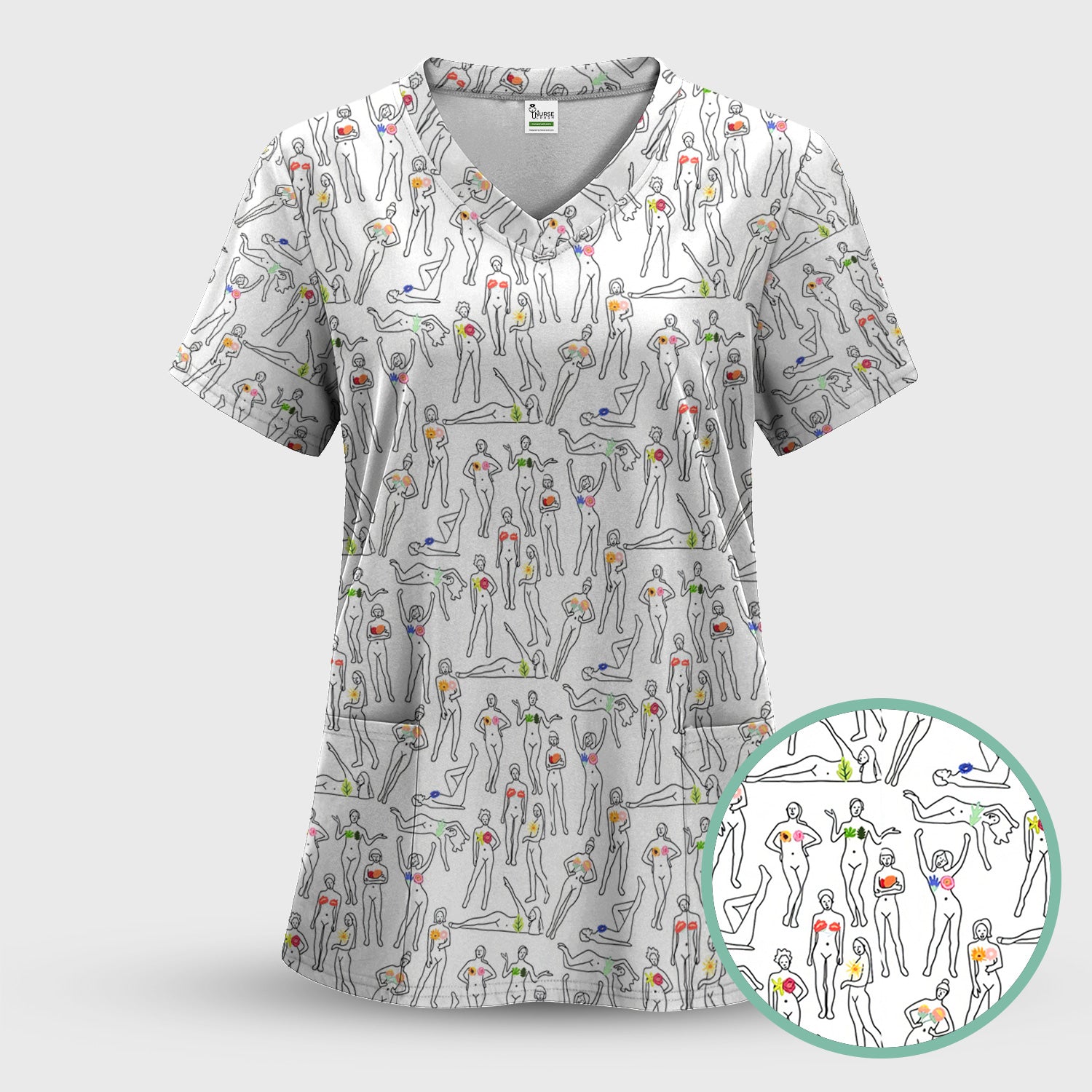 Women's Health Nurse Shirt - Flower Boobs & Female Empowerment Graphic Tee - Gift for Women Healthcare Workers RN LPN