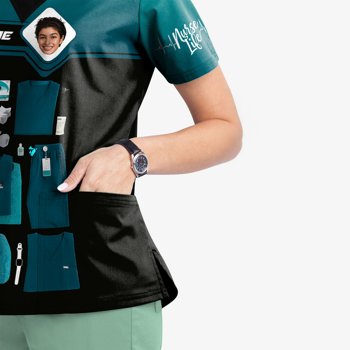 Personalized Oncology Nurse Scrub Shirt - Custom Photo & Name - In My Nurse Era Design - Gift for RN, LPN, Healthcare Worker