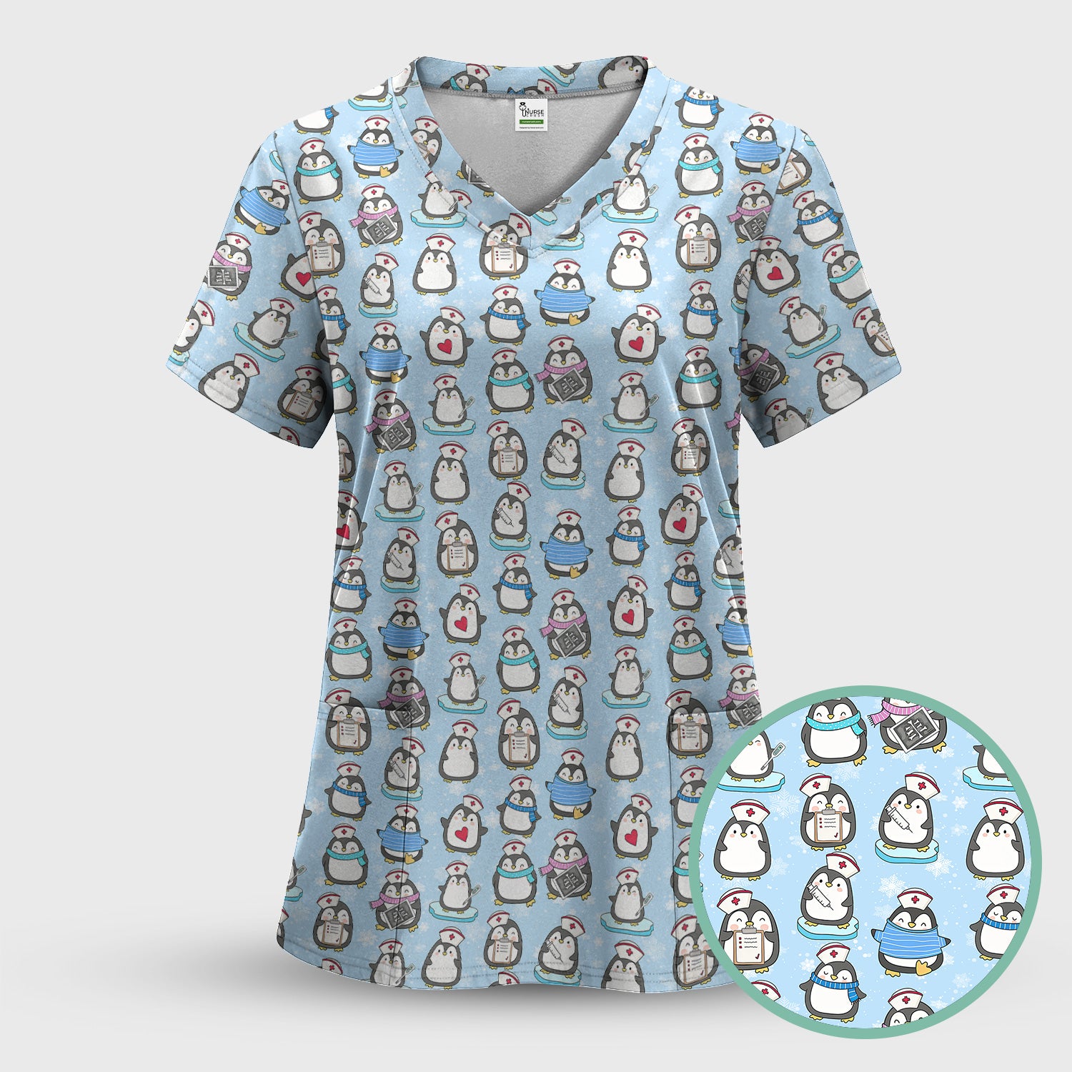 Personalized Funny Christmas Nurse Shirt - Cute Penguin with Syringe Graphic Tee - Gift for RN LPN CNA
