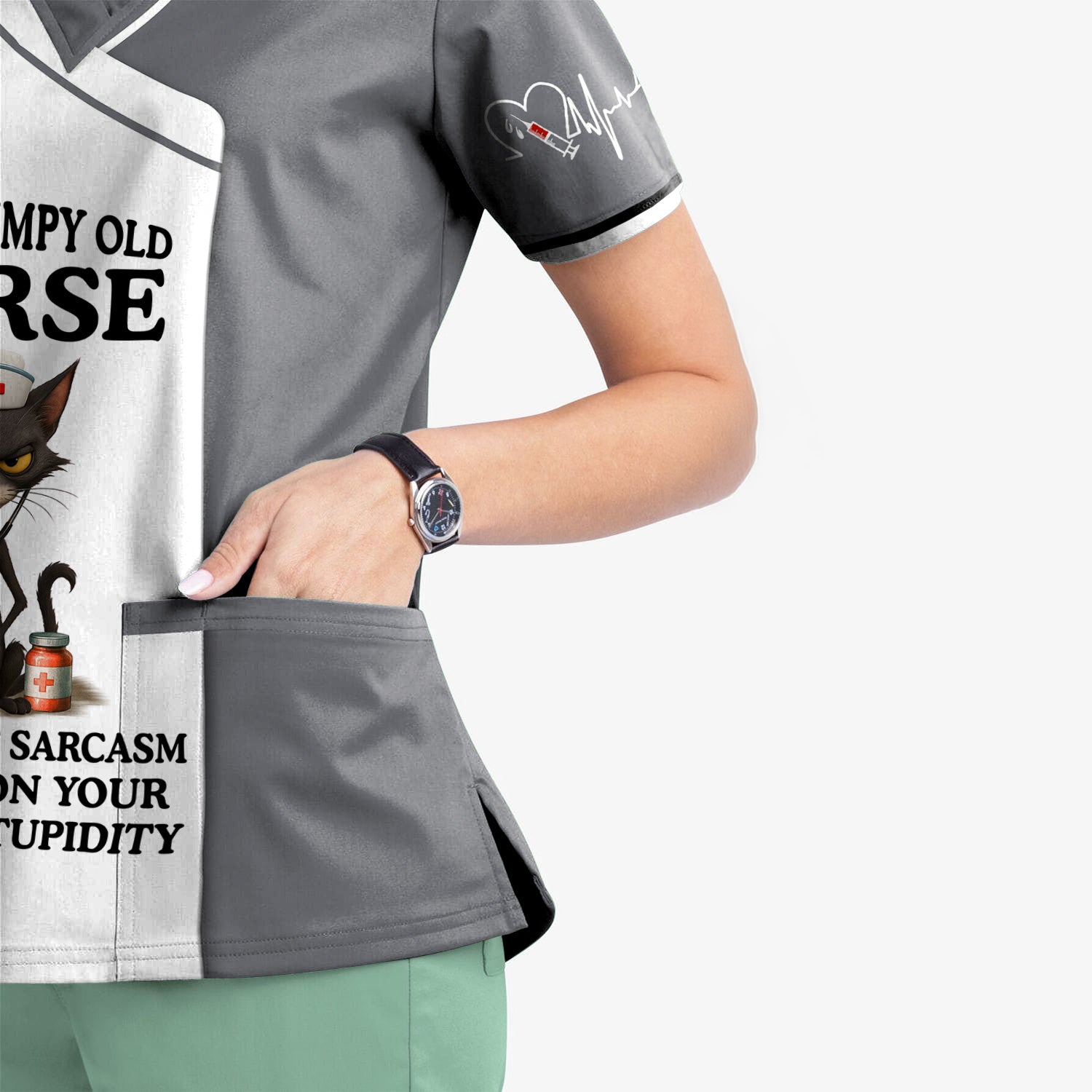 Funny Grumpy Old Nurse Shirt - Sarcastic Black Cat Humor for RN LPN CNA - Custom Name Gift for Nursing Staff Healthcare Workers