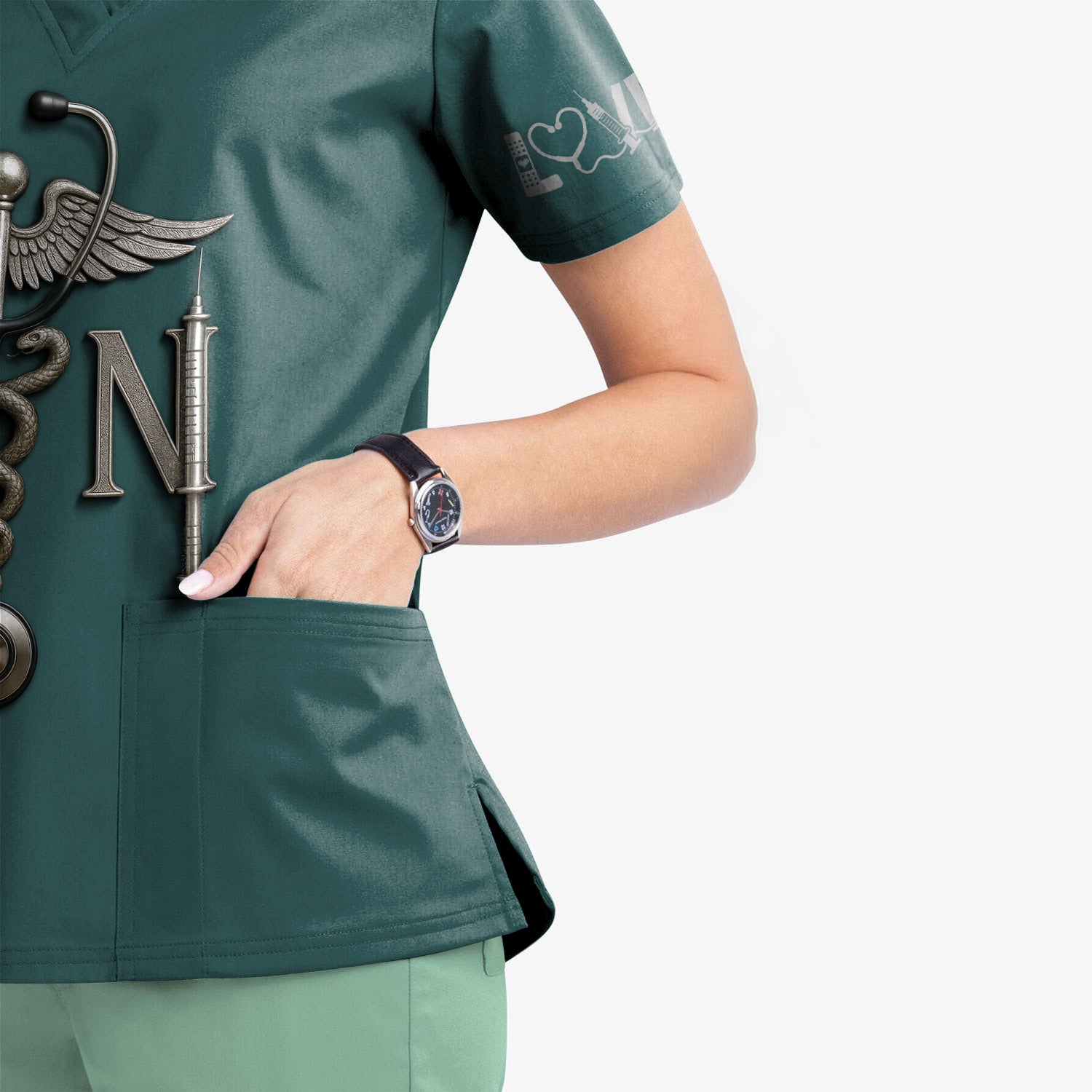 Personalized RN Nurse Shirt - Caduceus & Syringe Graphic - Custom Gift for Registered Nurse, CNA, LPN, or Medical Staff