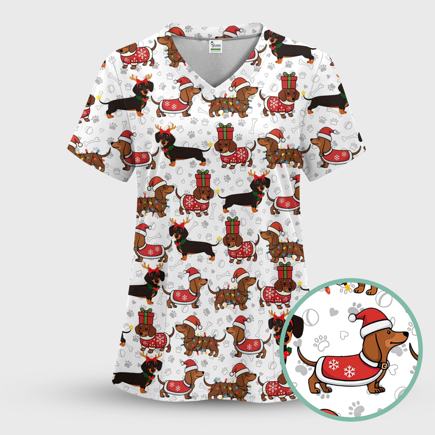 Cute Christmas Dachshund Shirt - Funny Wiener Dog in Santa Costume Multi Colors - Holiday Sausage Dog T-Shirt Gift for Pet Lovers