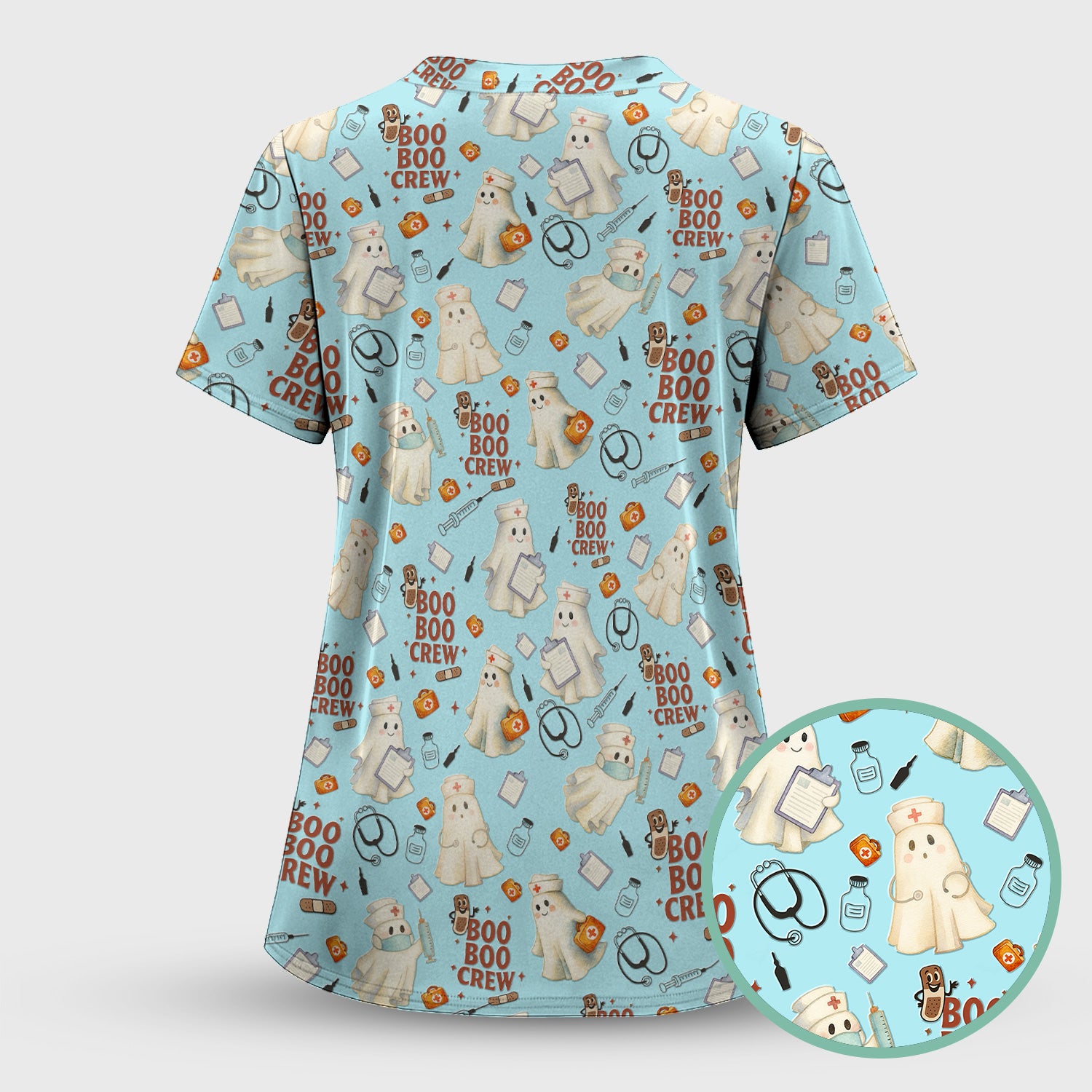 Halloween Nurse Scrub Top for Women - Cute Boo Boo Crew Medical Shirt - Gift for RN LPN CNA Healthcare Staff