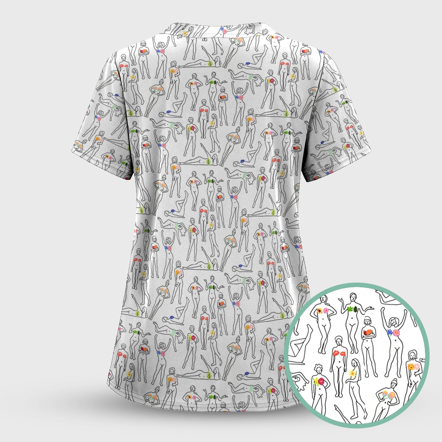 Women's Health Nurse Shirt - Flower Boobs & Female Empowerment Graphic Tee - Gift for Women Healthcare Workers RN LPN