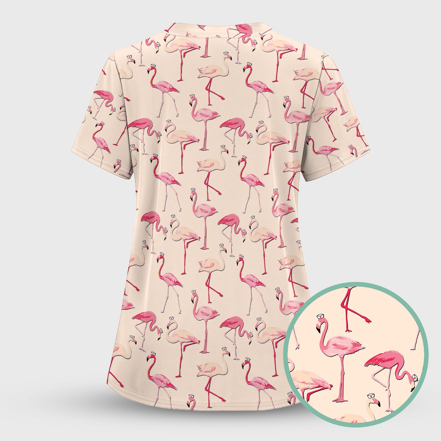 Cute Flamingo Nurse Scrub – Funny Tropical Bird Scrub Top for Women - Custom RN LPN CNA Healthcare Workers Gift