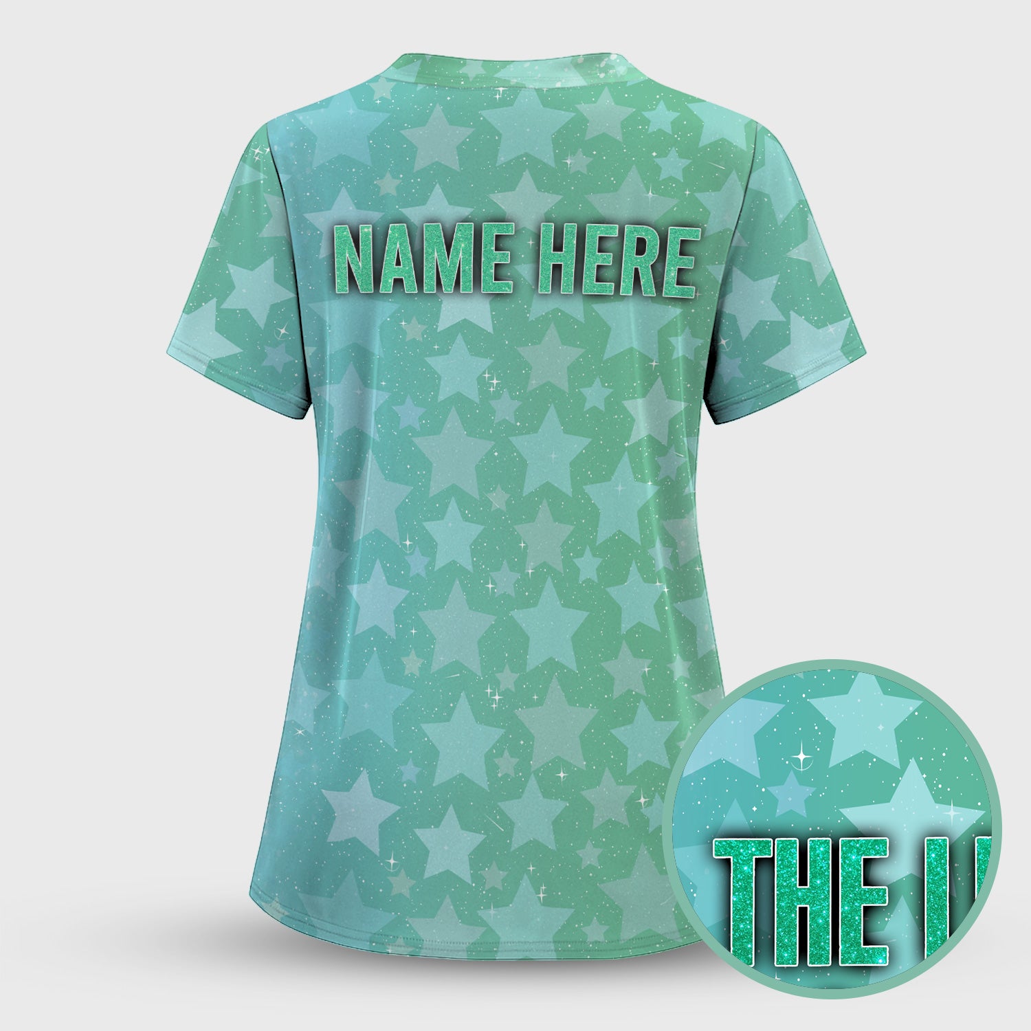 Custom Women's Showgirl Tee - All-Over Print Sparkly Star TS12 Orange Shirt  - Gift for RN LPN CNA