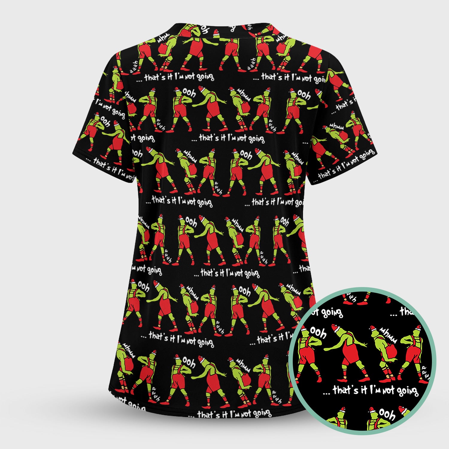 Christmas Nurse Scrub Top - Funny Grinch Shirt for Women - RN LPN CNA Healthcare Workers Gift