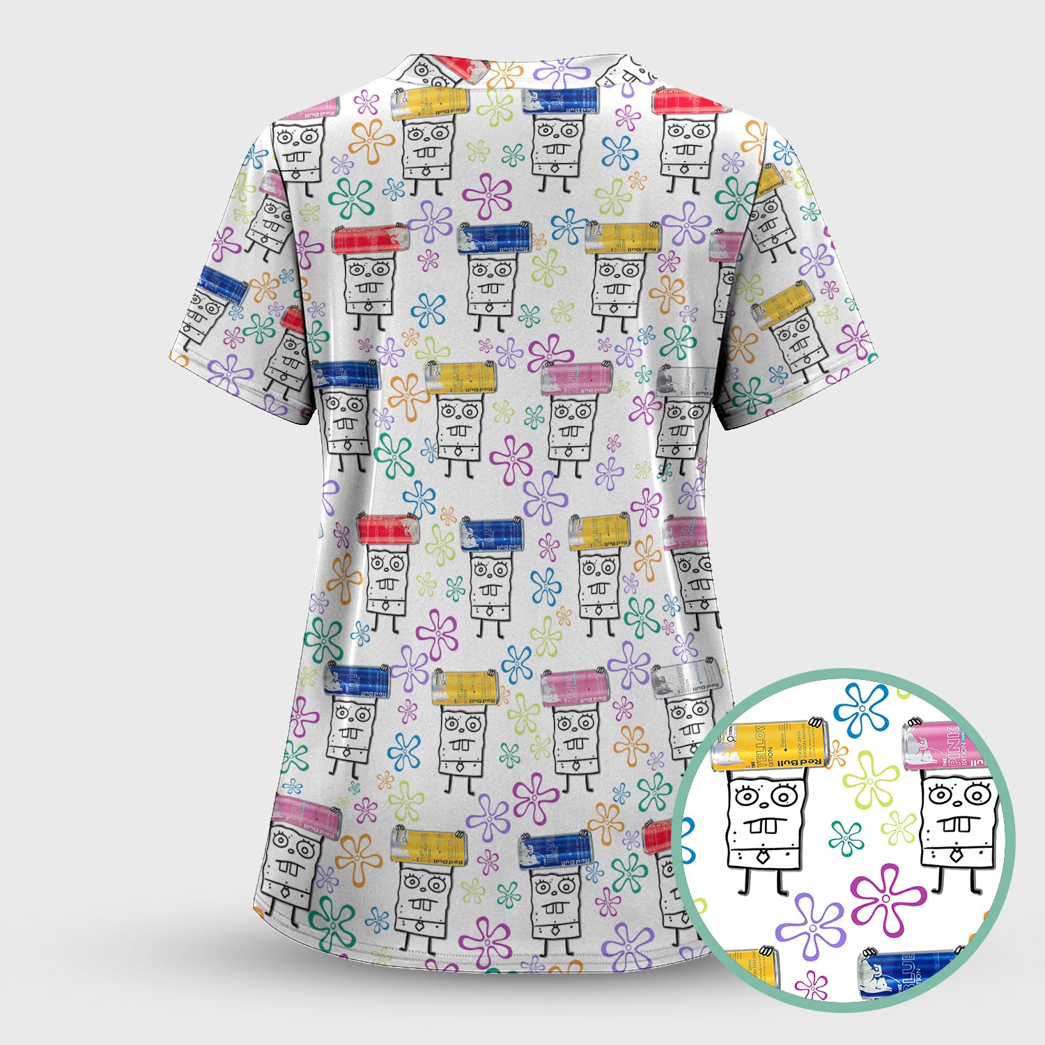 Funny Doodle Bob Energy Drink Nurse Shirt - Cute Cartoon Medical Graphic Tee - Gift for RN MD CNA RT Paramedic Phlebotomist Healthcare