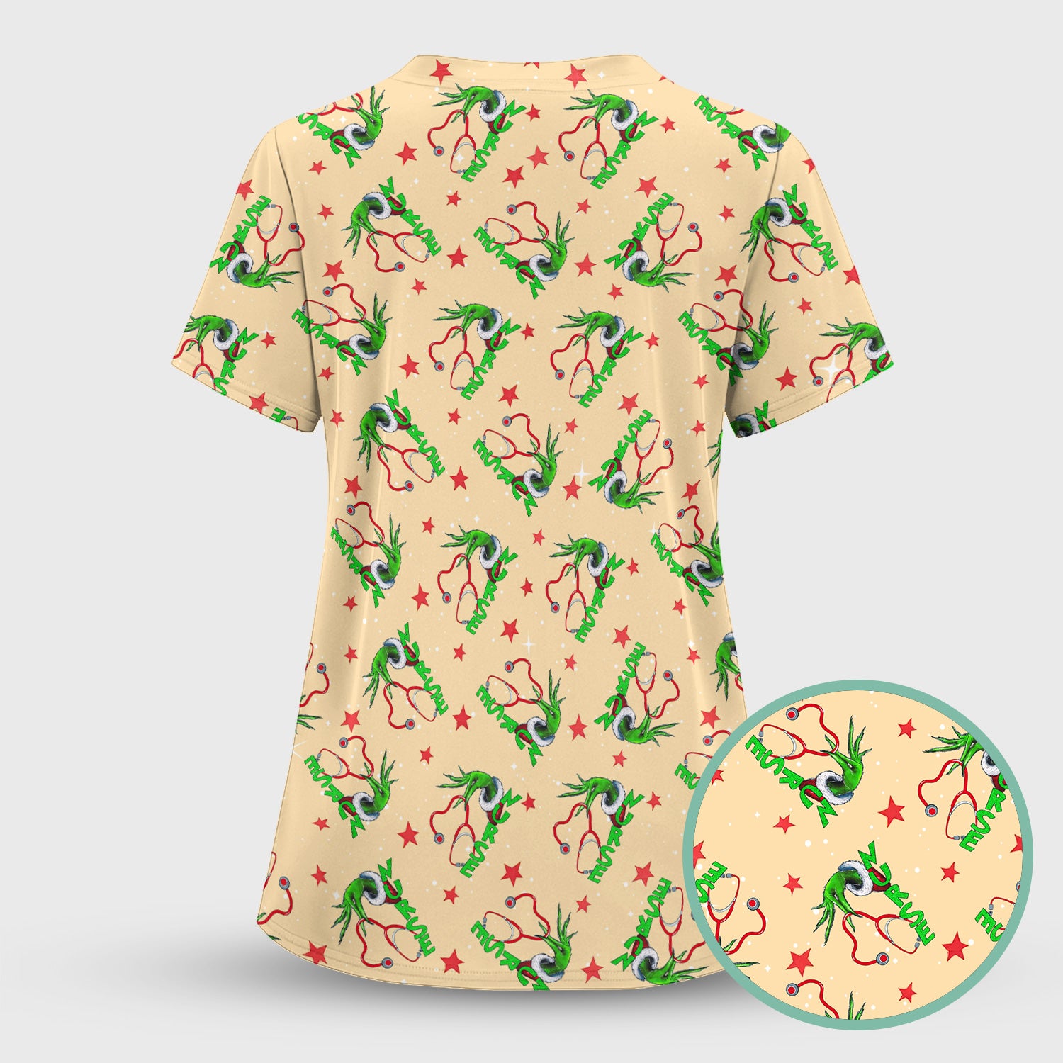 Custom Nurse Grinch Scrub Top - Funny Christmas Top for Women - Gift for RN LPN CNA Nursing