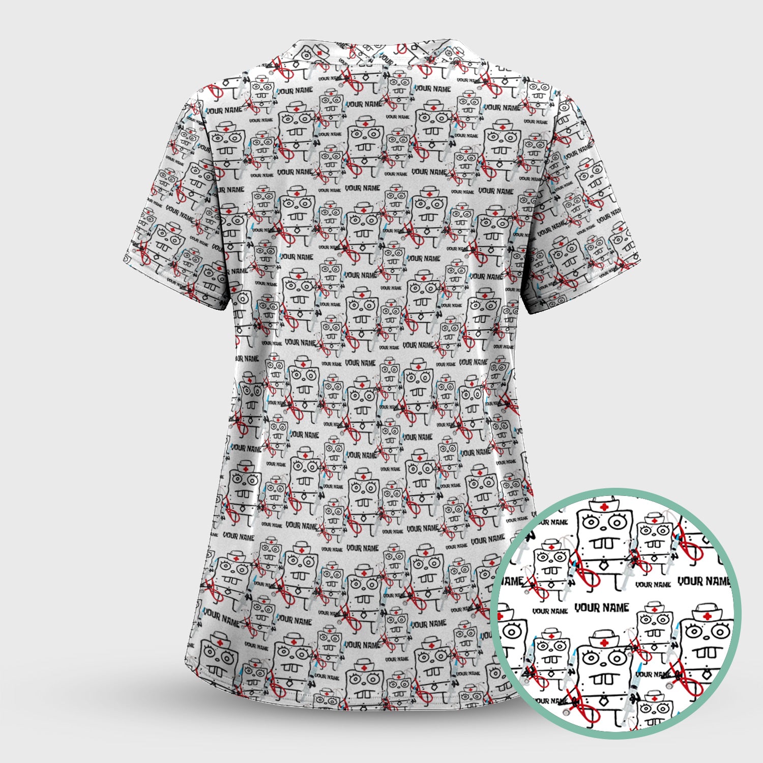 Personalized Doodle Bob Nurse Shirt - Funny Cartoon Medical Graphic Tee - Custom RN MD CNA Healthcare Gift
