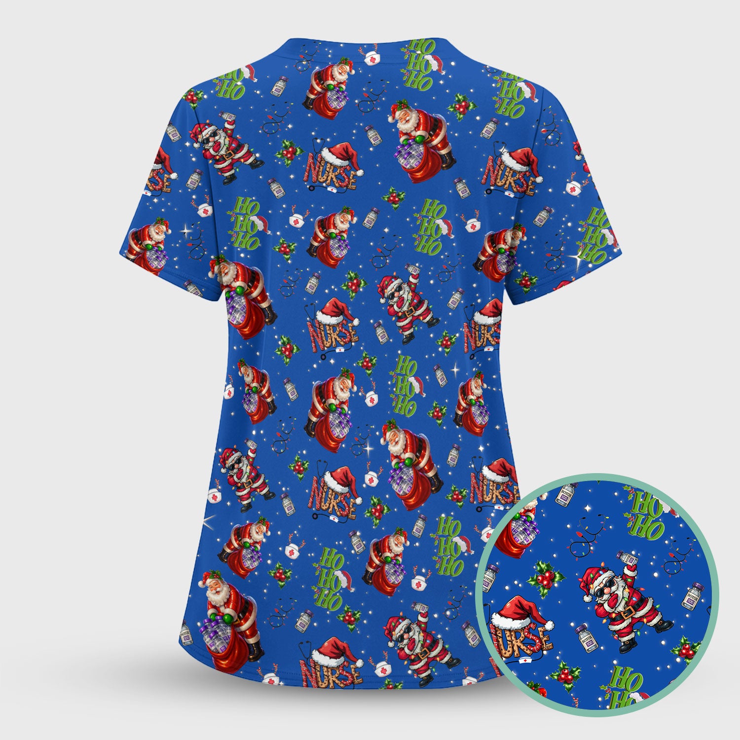 Santa Nurse Christmas Scrub Shirt - Funny Holiday Scrub Top Multi Colors - Cute Nursing Work Shirt with Pockets
