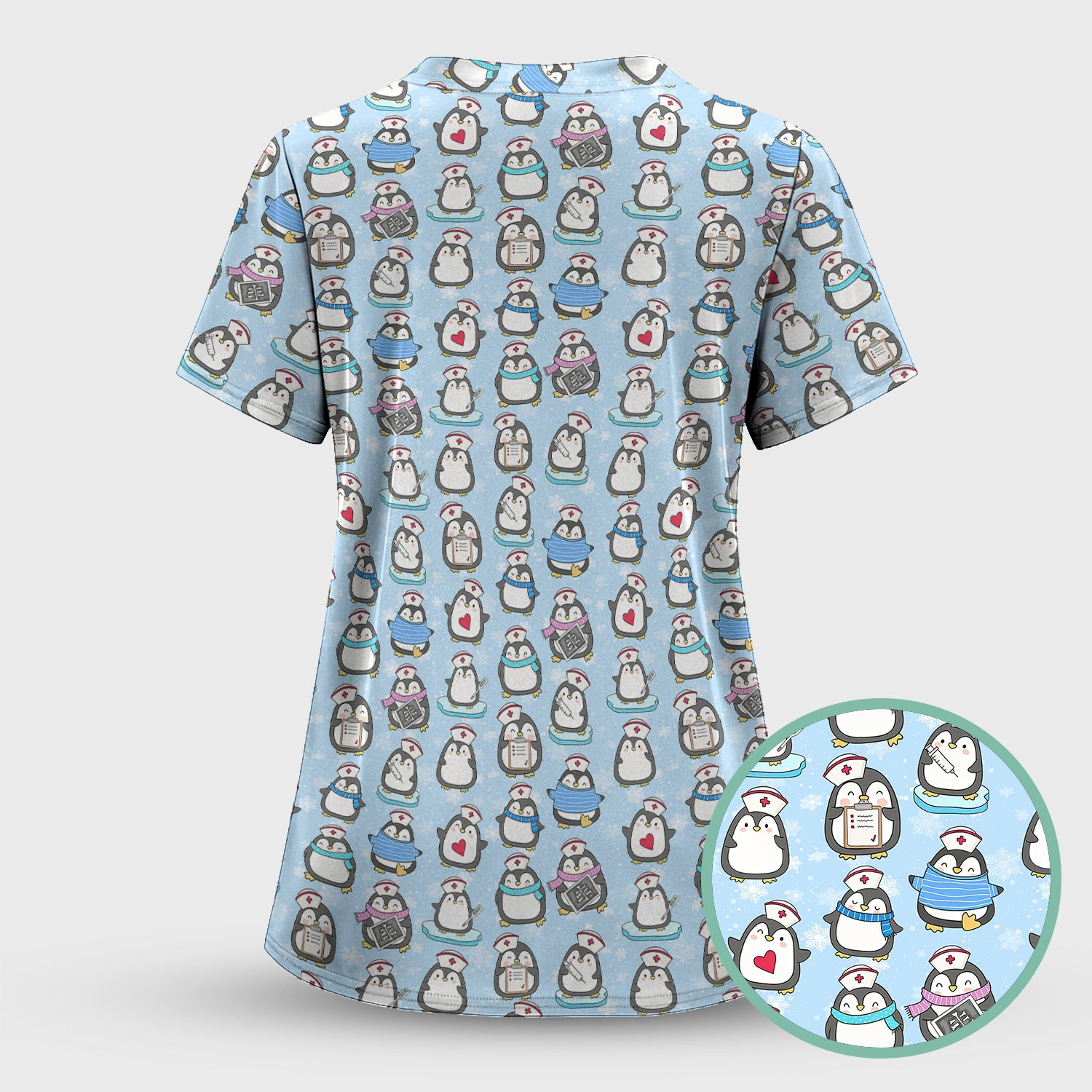 Personalized Funny Christmas Nurse Shirt - Cute Penguin with Syringe Graphic Tee - Gift for RN LPN CNA